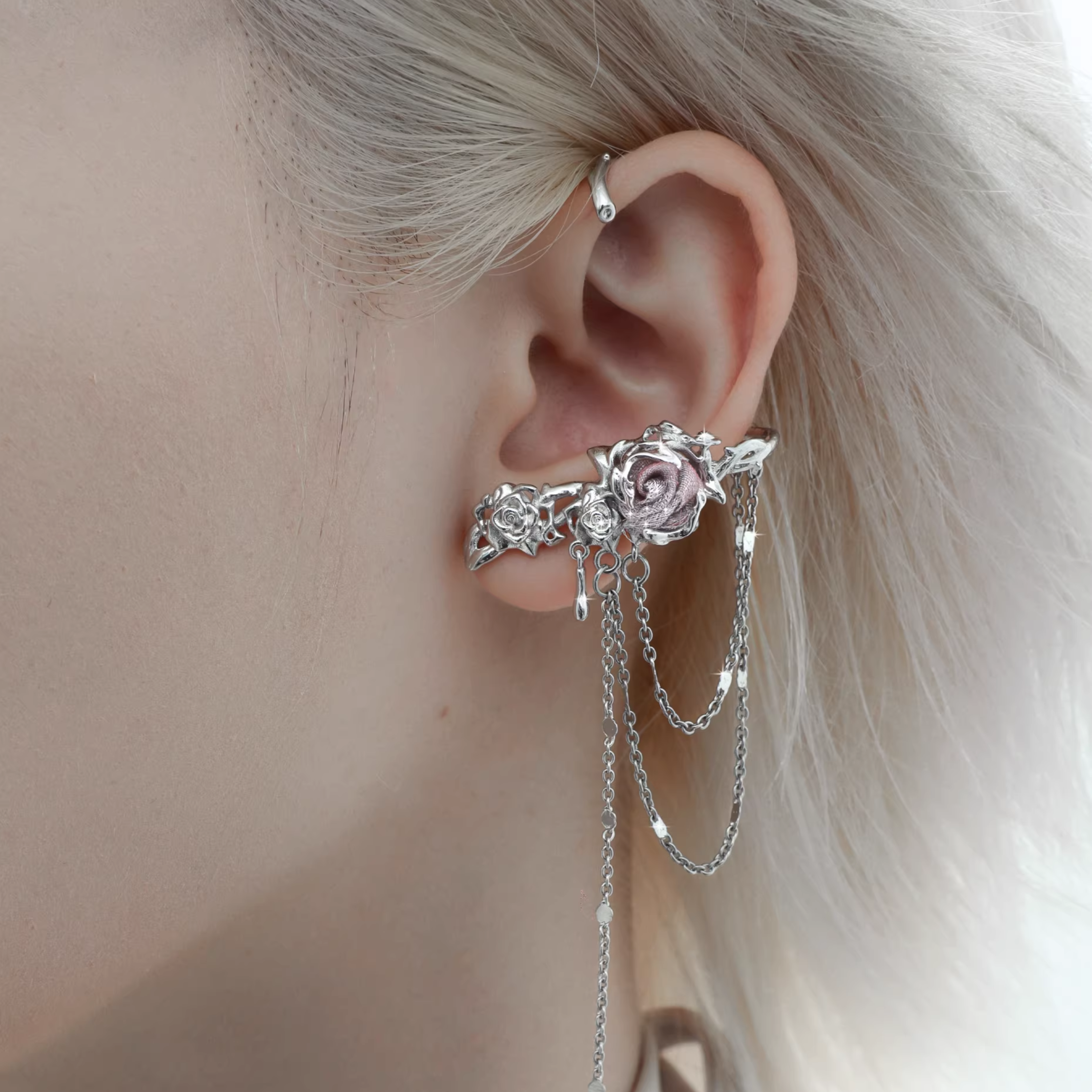 ROSE CHAIN EAR CUFF SET