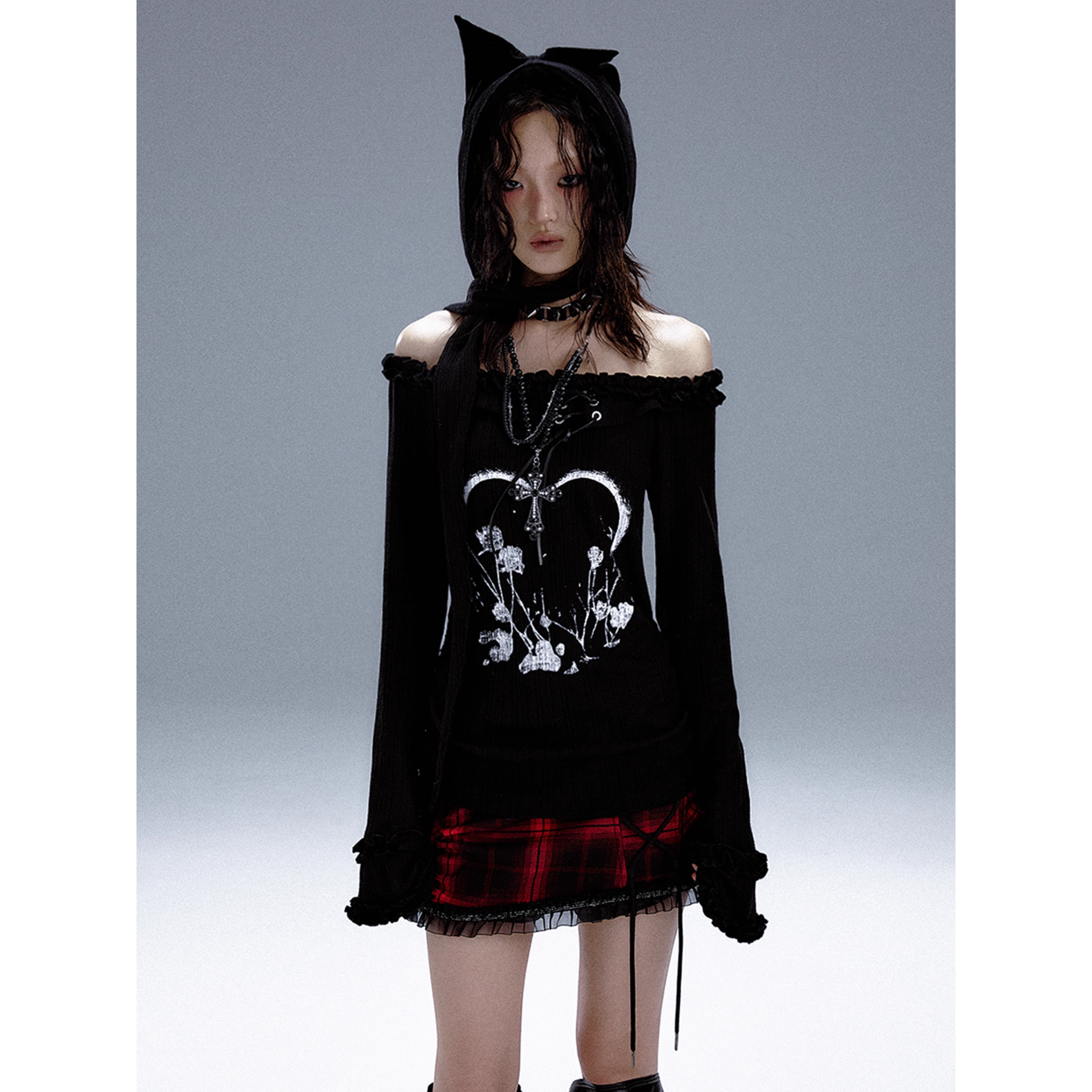 Wilted Heart Cold Shoulder Tops