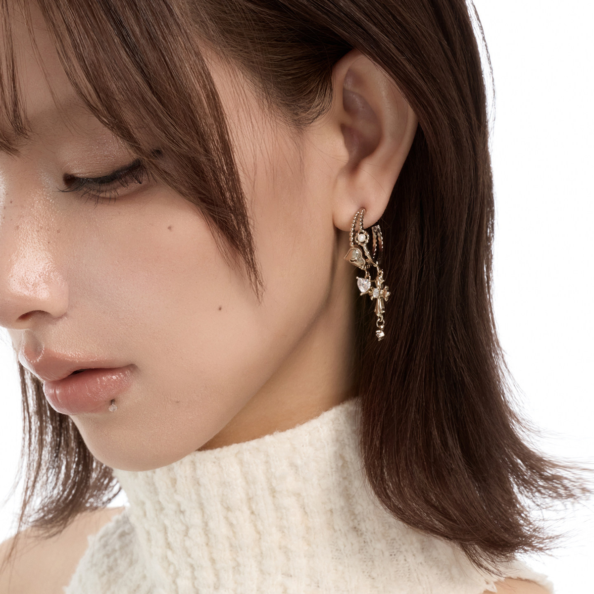 HEART CROSS CHARM PIERCE