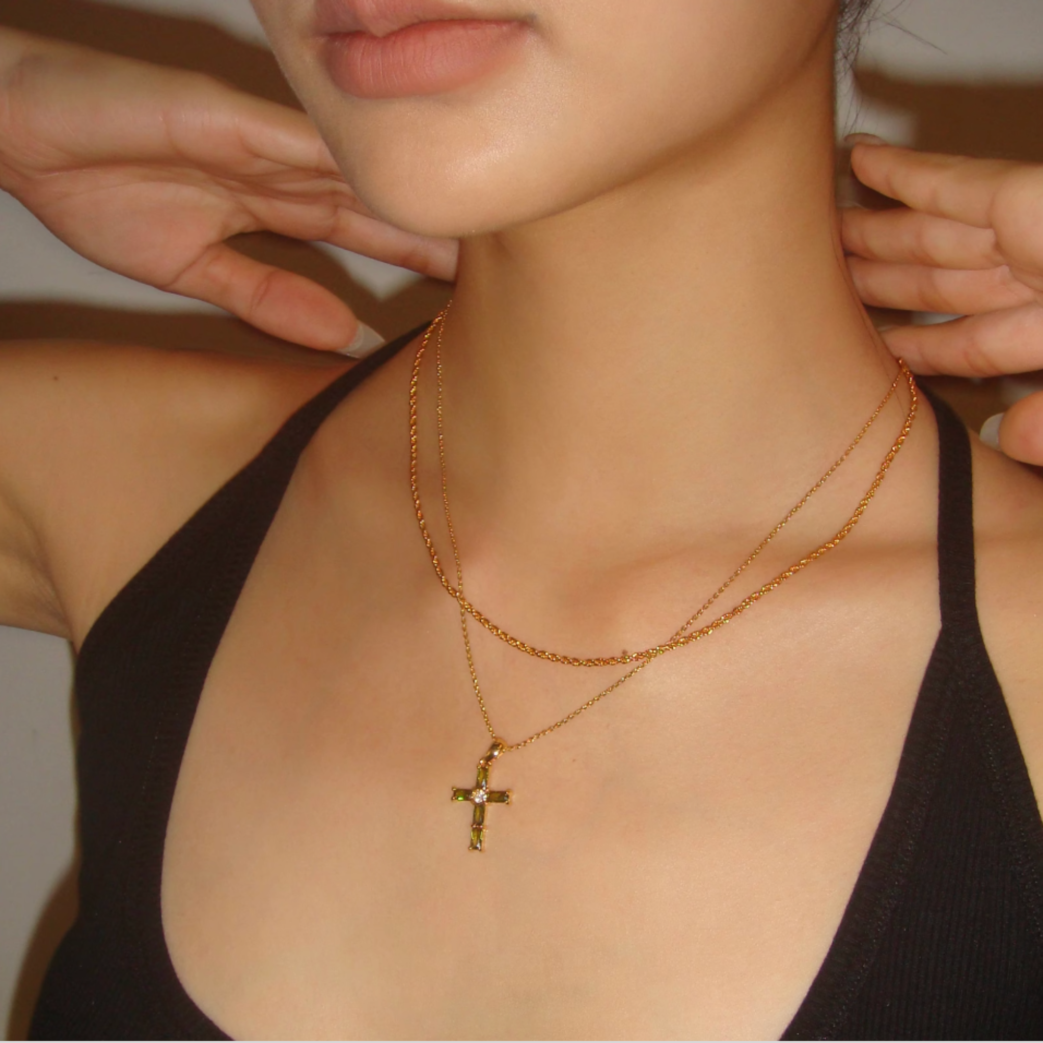 CUBIC ZIRCONIA CROSS NECKLACE