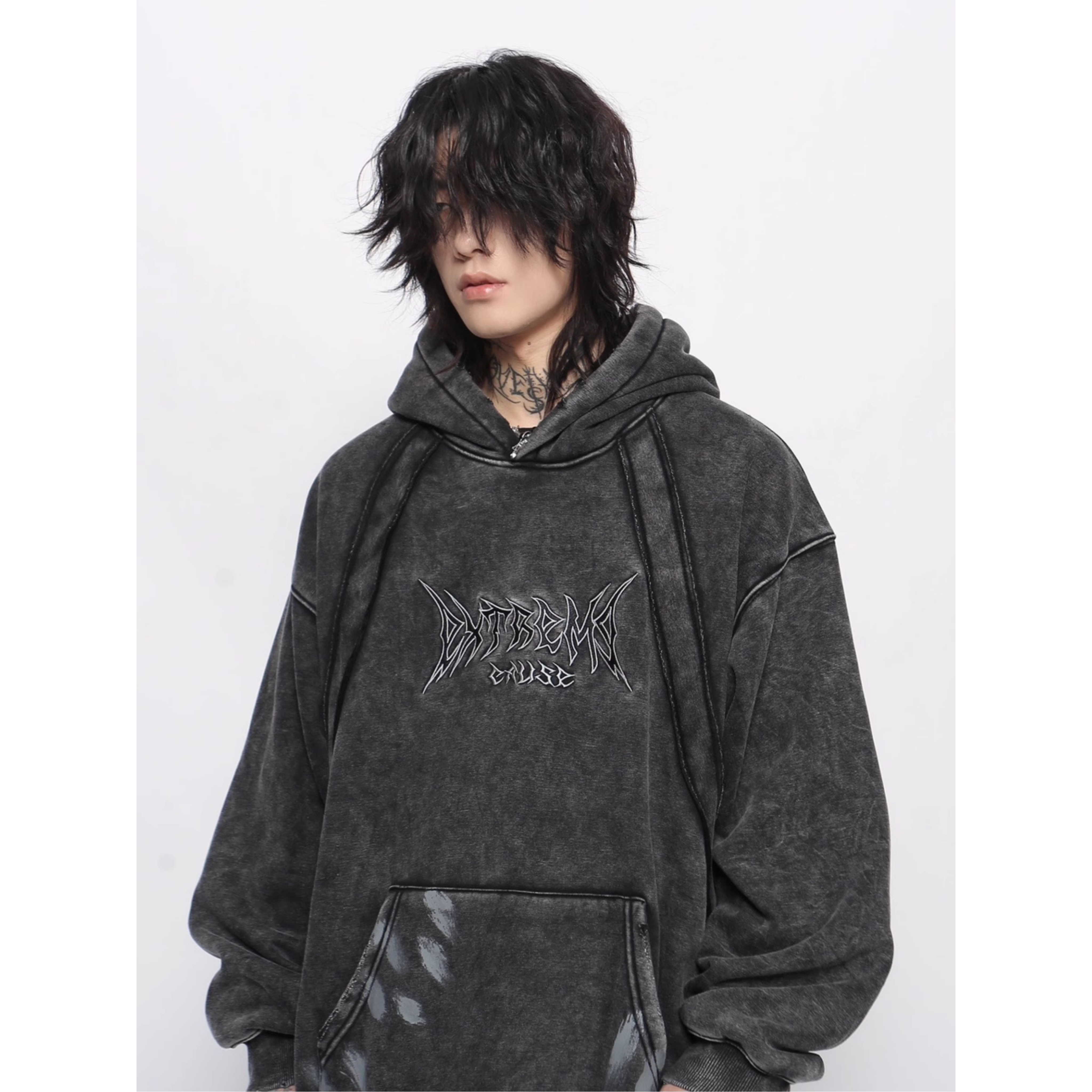 Washed Black Graphic Hoodie