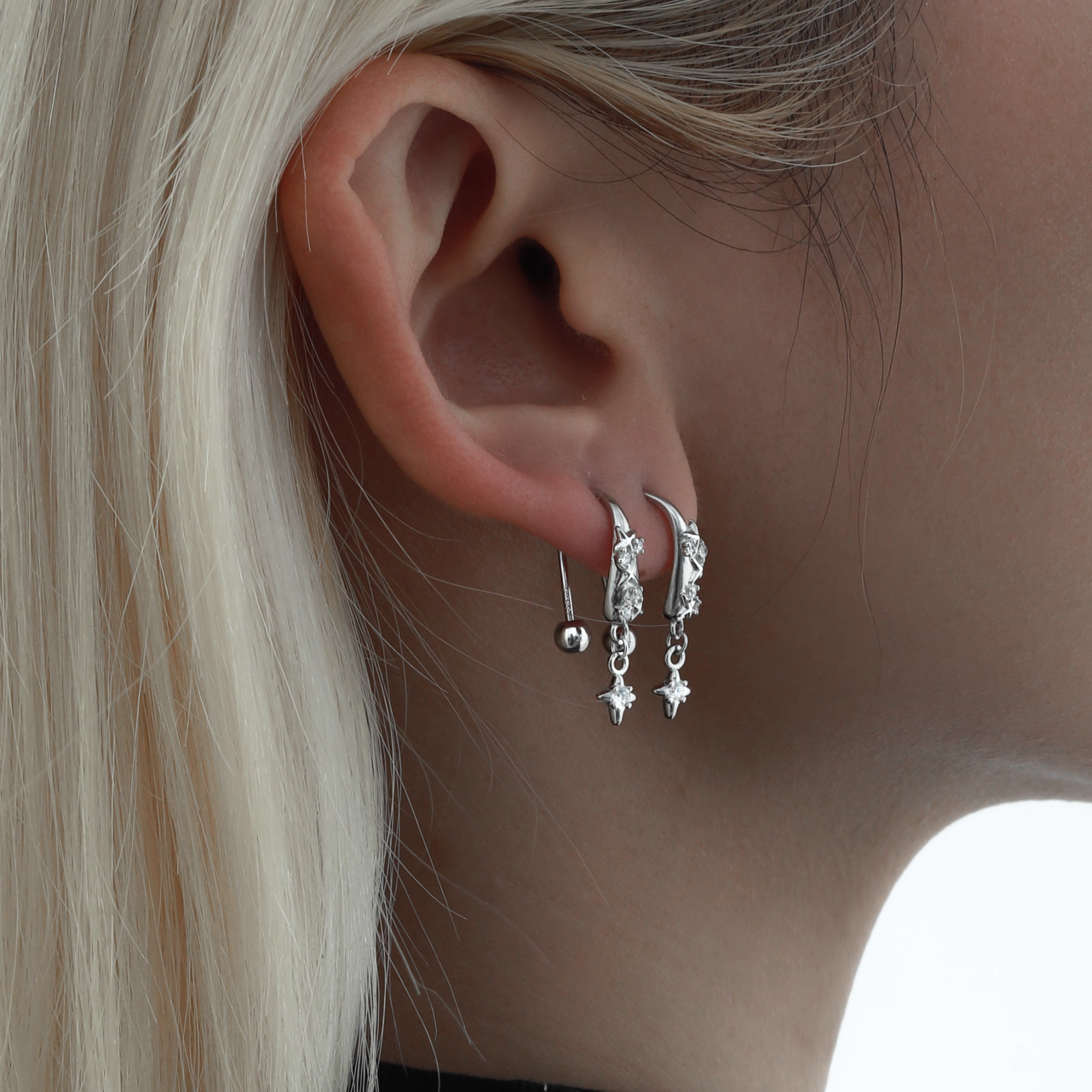 S925 CUBIC ZIRCONIA HOLY DAGGER PIERCE