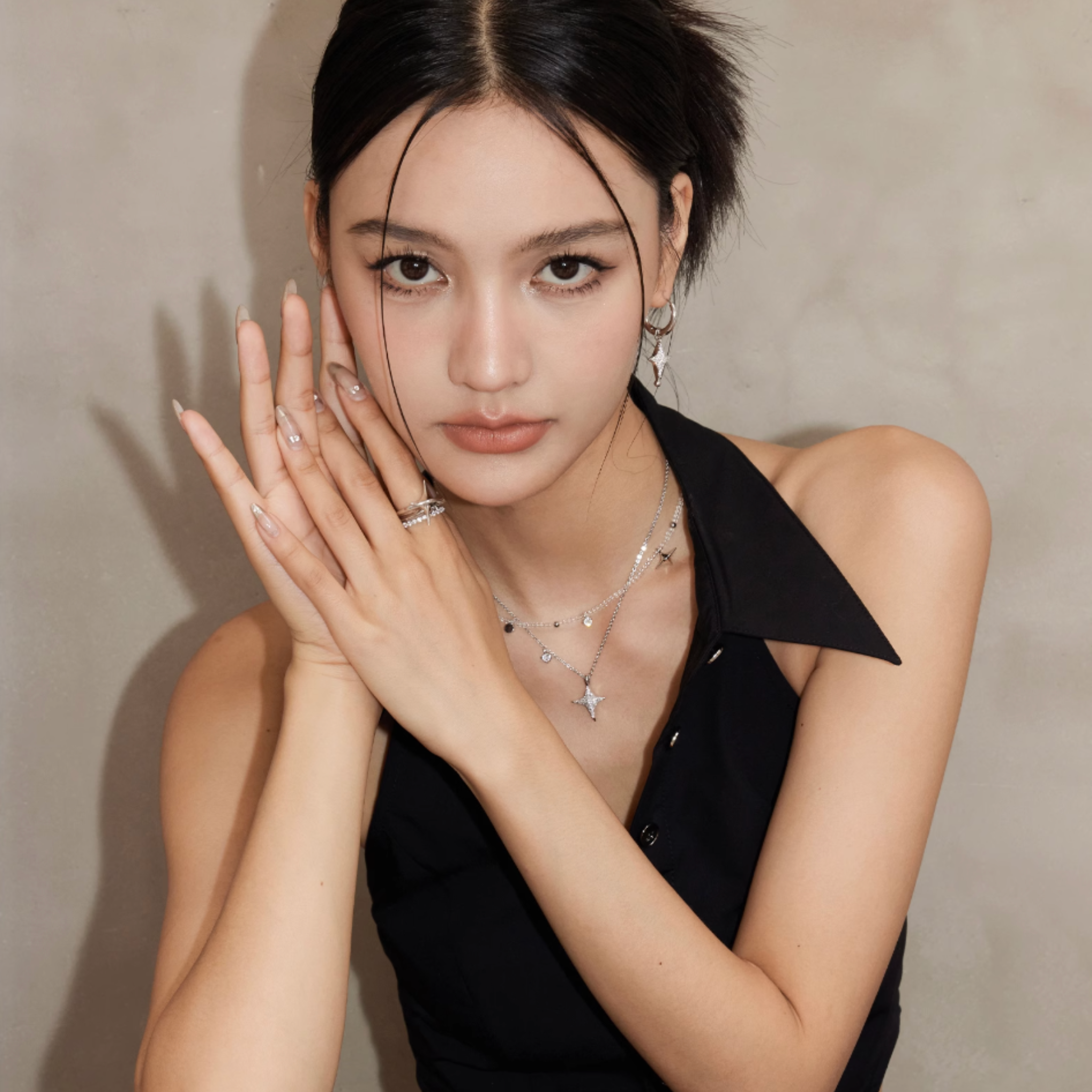 CUBIC ZIRCONIA CRYSTAL BEADS NECKLACE