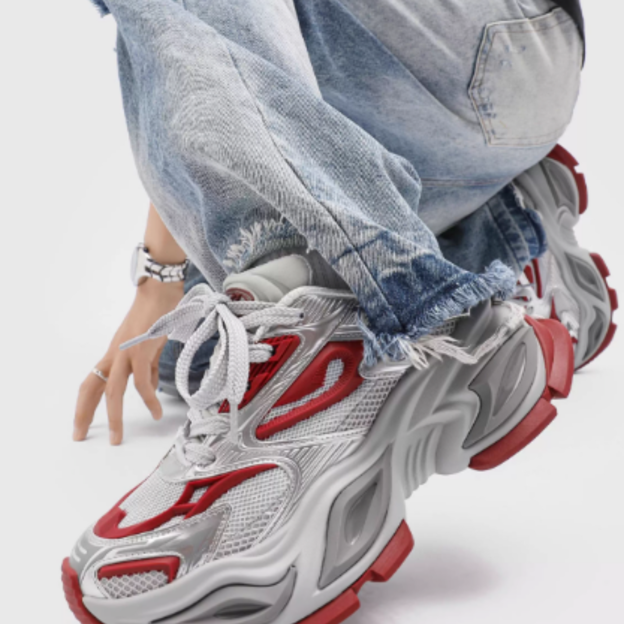 NEO WAVE CHUNKY SNEAKERS / GREY×RED