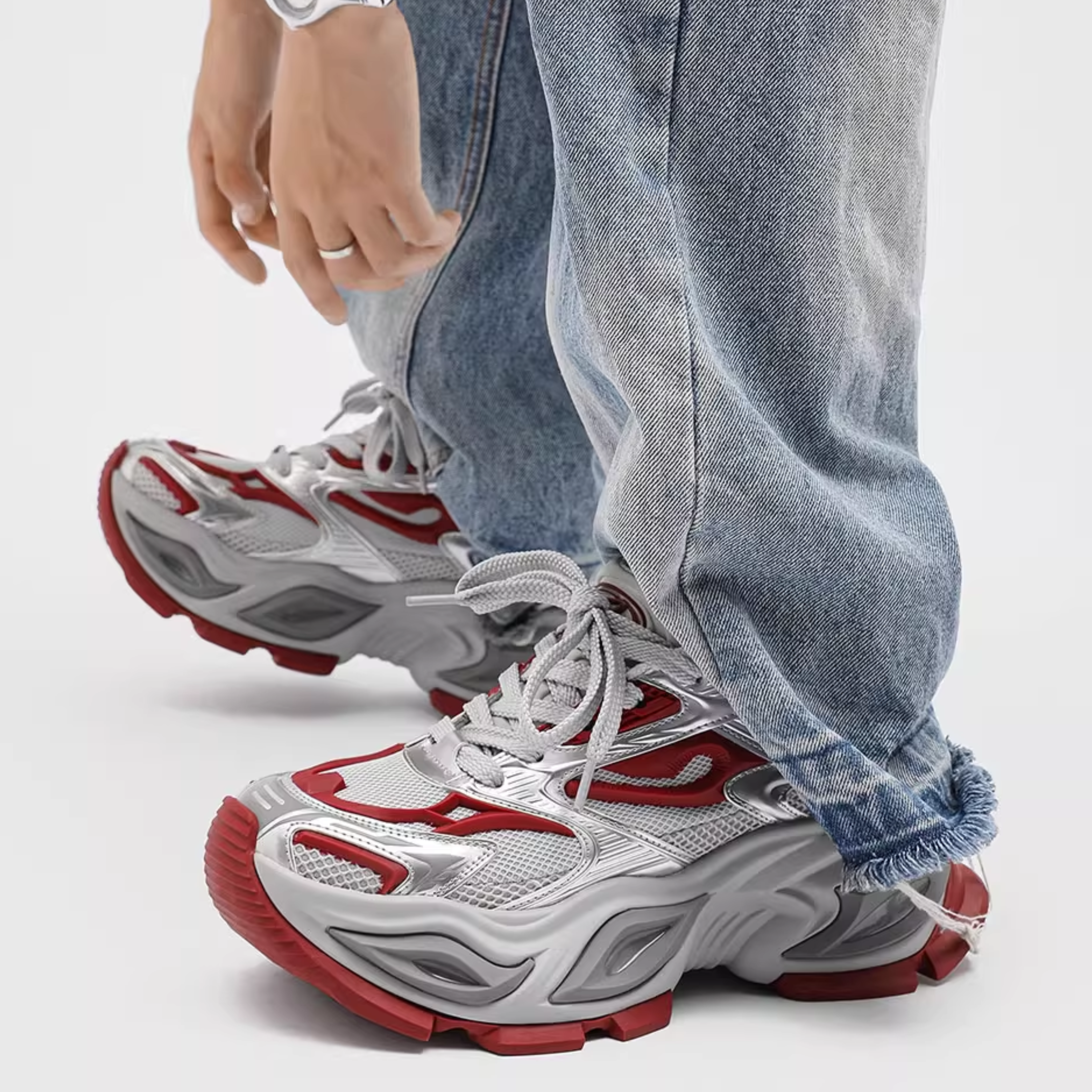 NEO WAVE CHUNKY SNEAKERS / GREY×RED