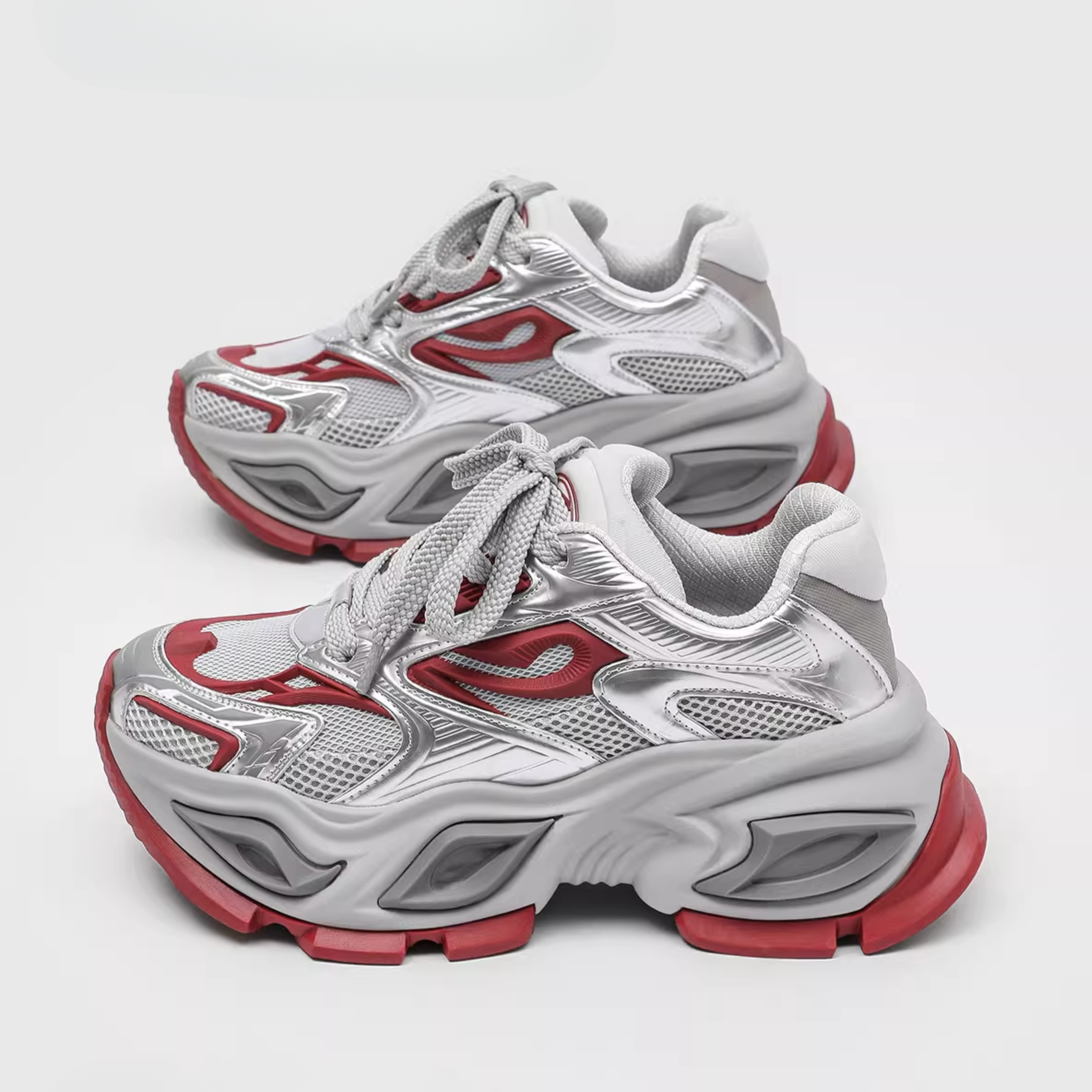NEO WAVE CHUNKY SNEAKERS / GREY×RED