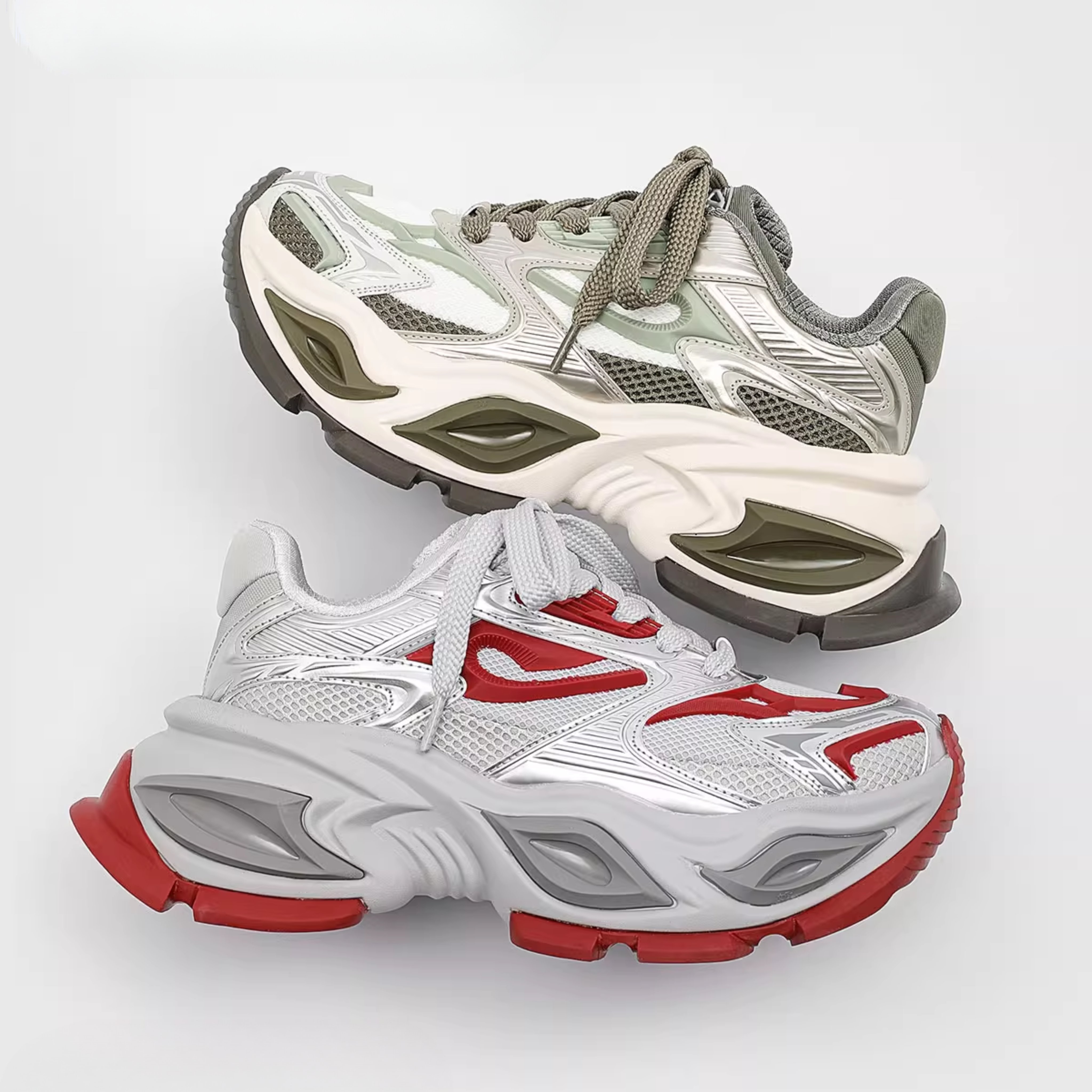 NEO WAVE CHUNKY SNEAKERS / GREY×RED