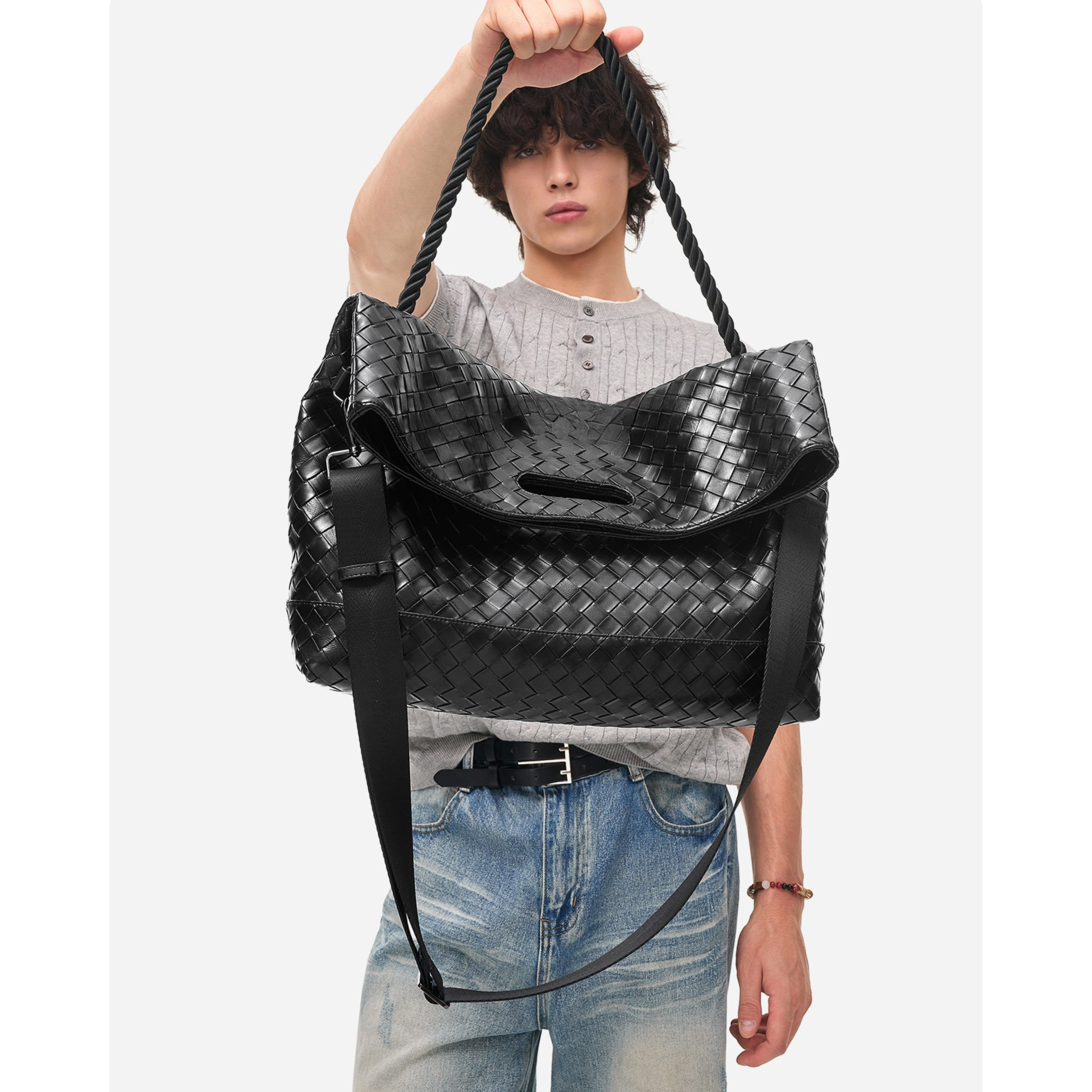 2WAY WOVEN SLOUCH SHOULDER BAG