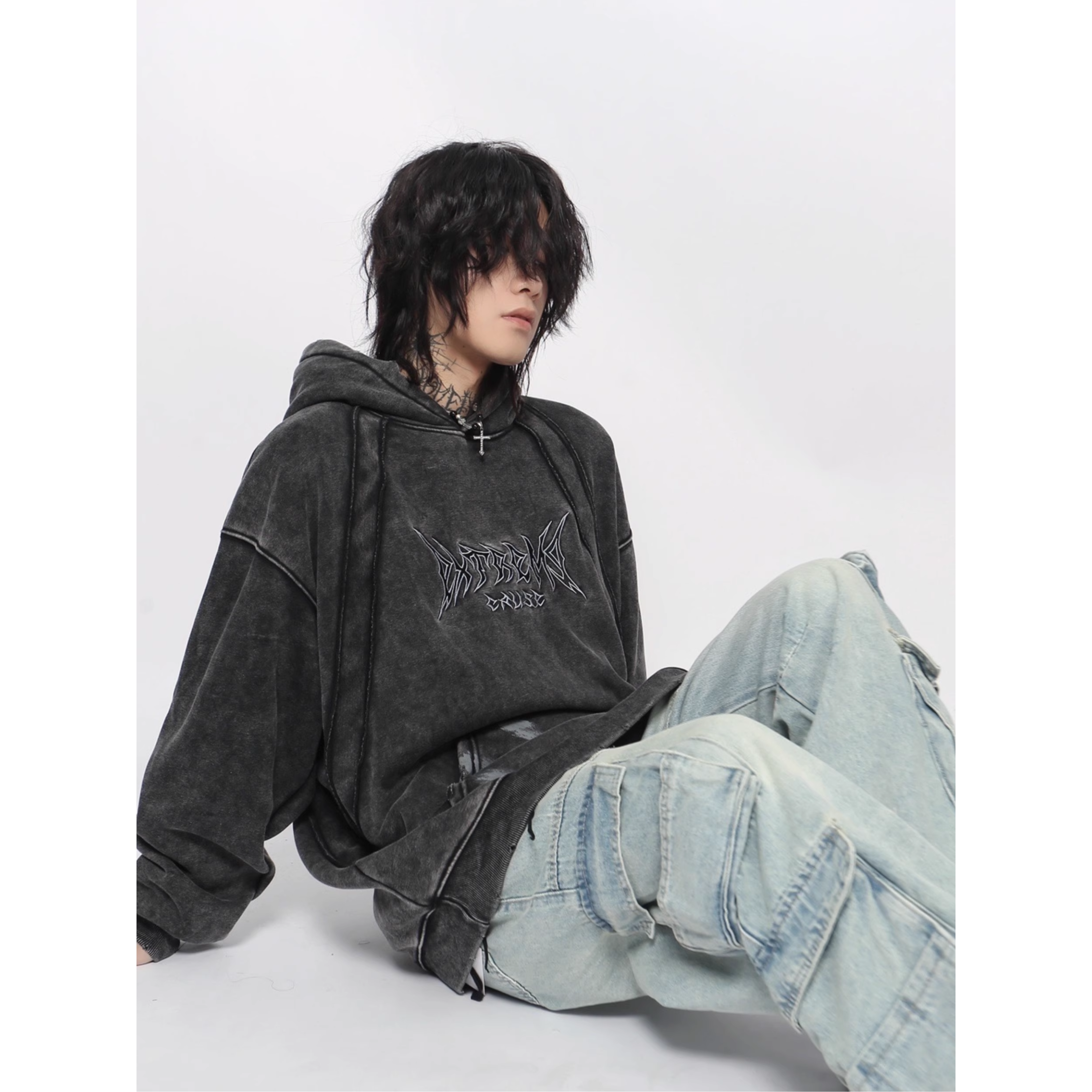Washed Black Graphic Hoodie