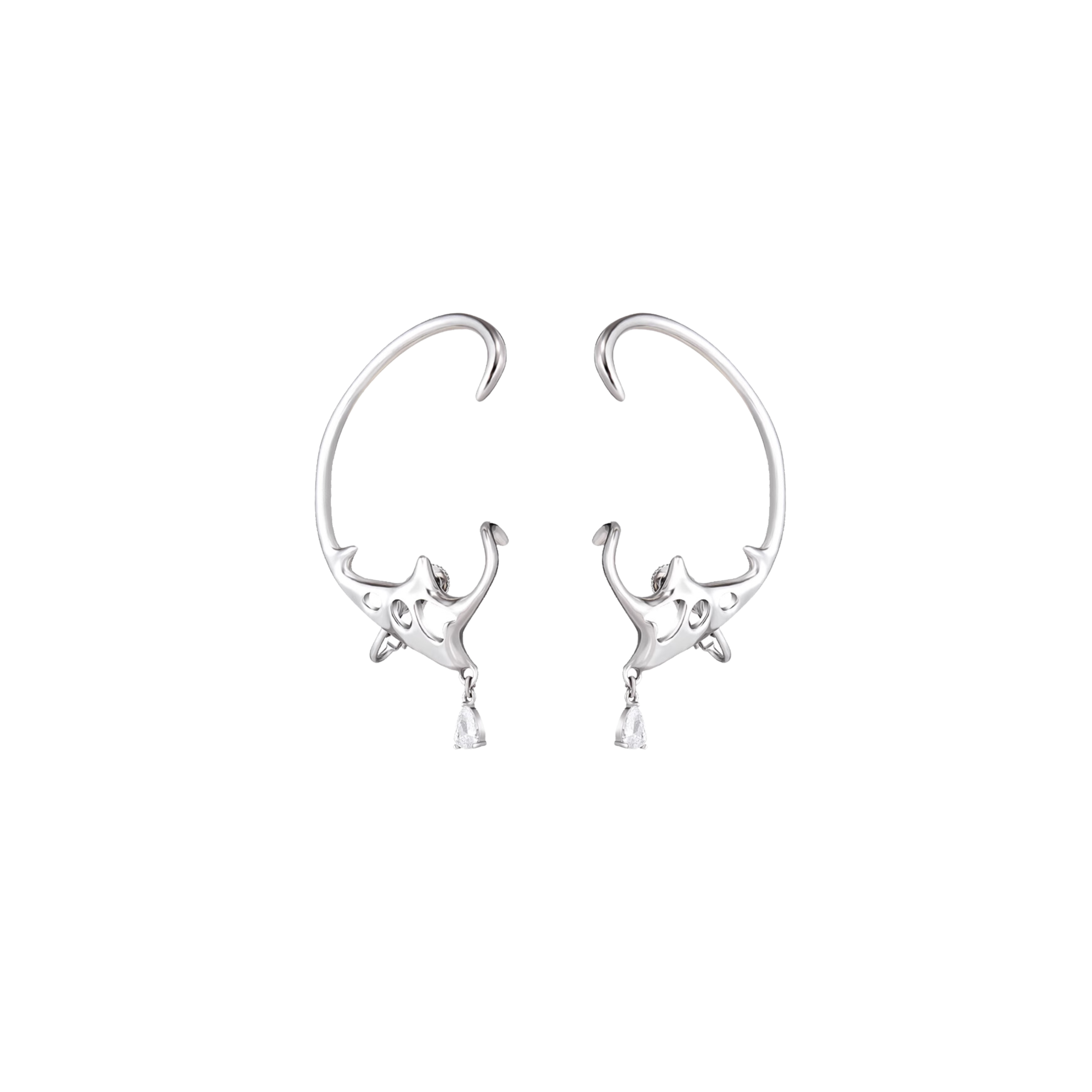 CUBIC ZIRCONIA METAL DROP EAR CUFF