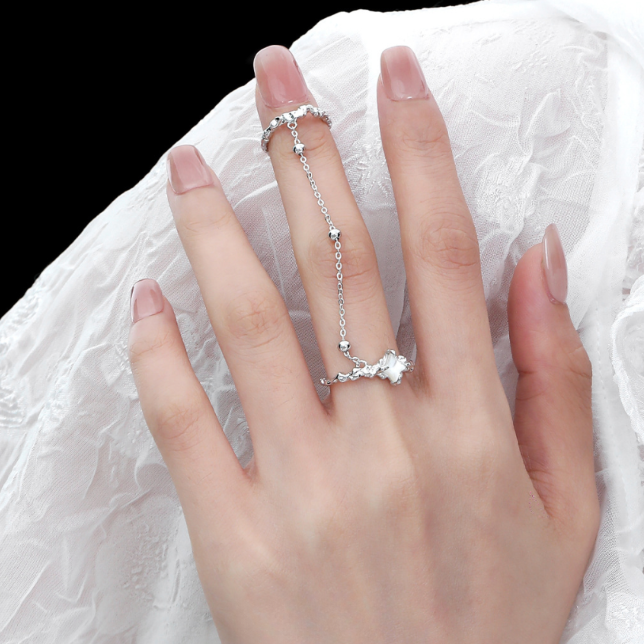 S925 TWINE HEART CHAIN RING
