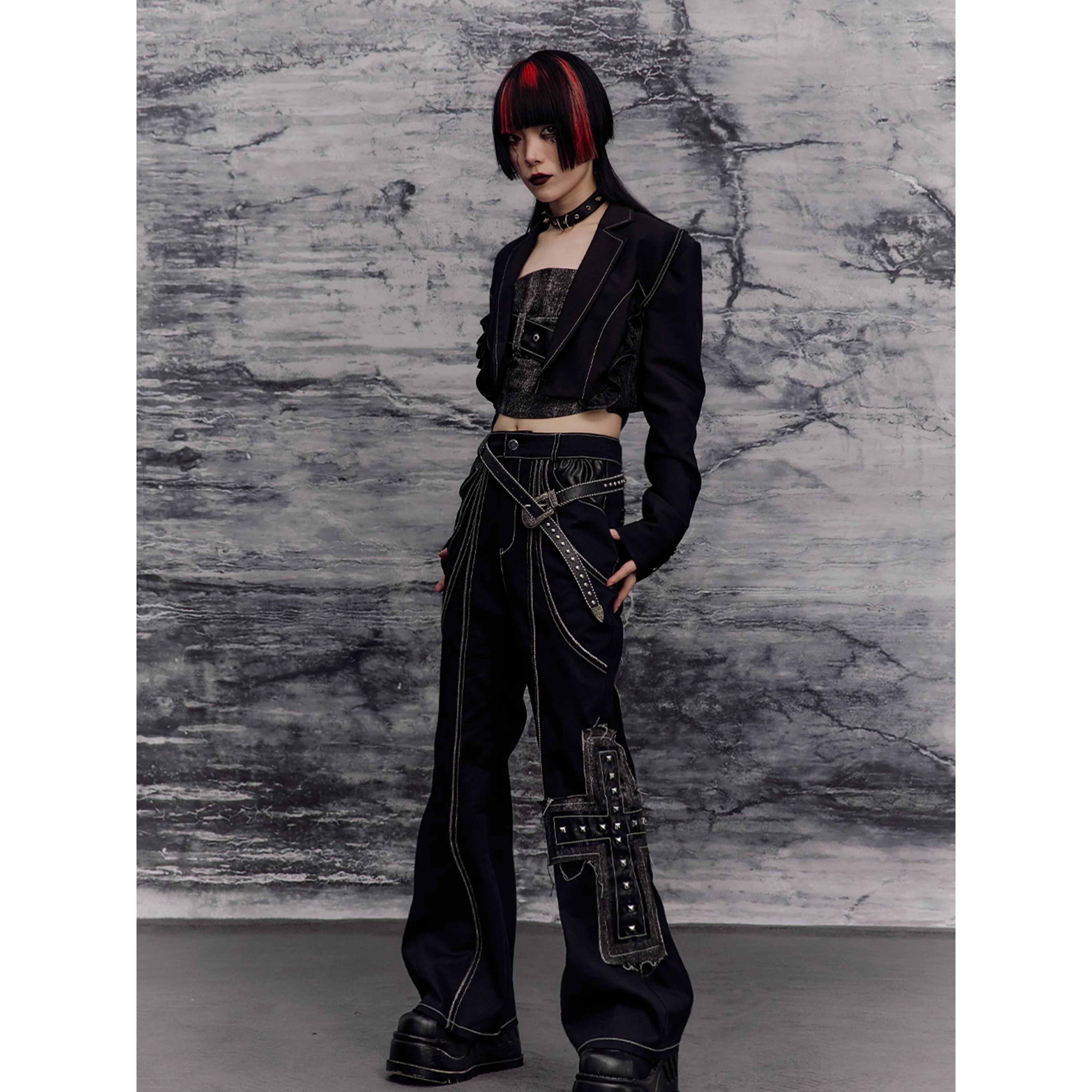 Studded Cross Patch Cargo Pants
