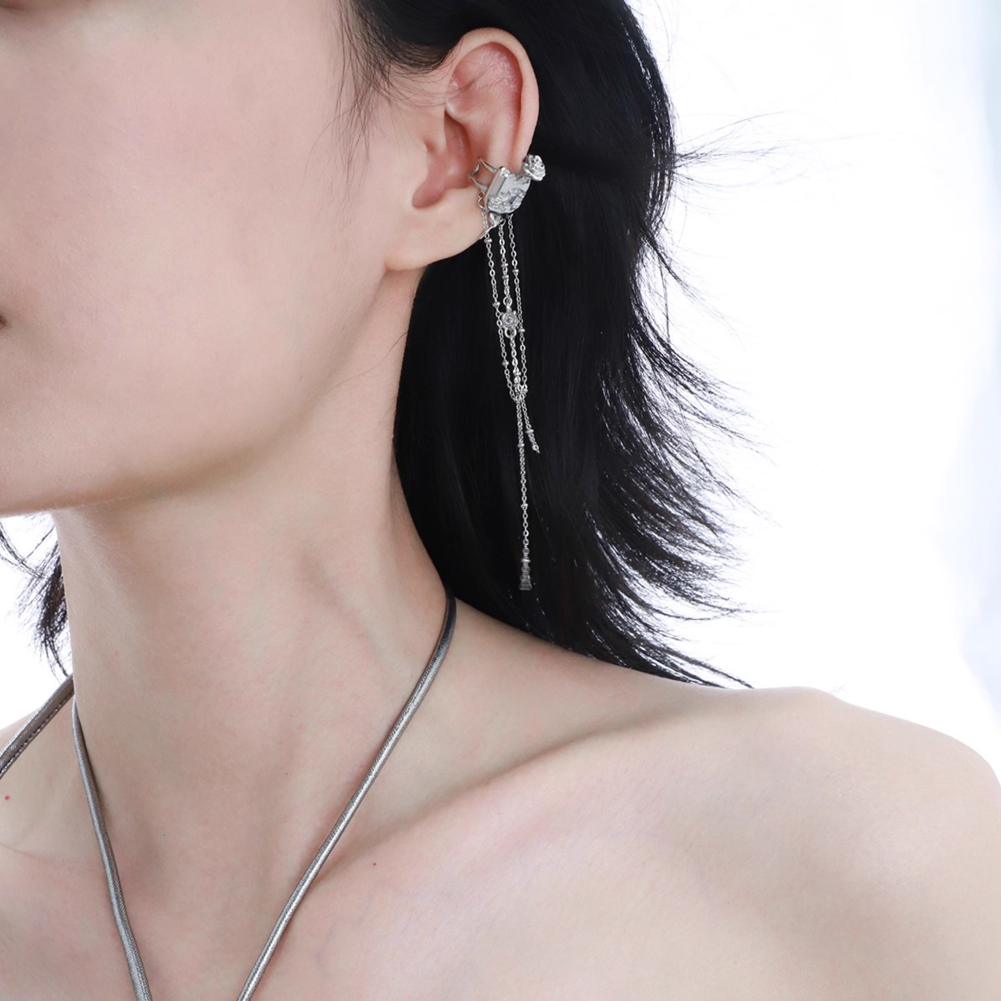 DIAMOND TANGLE EAR CUFF SET