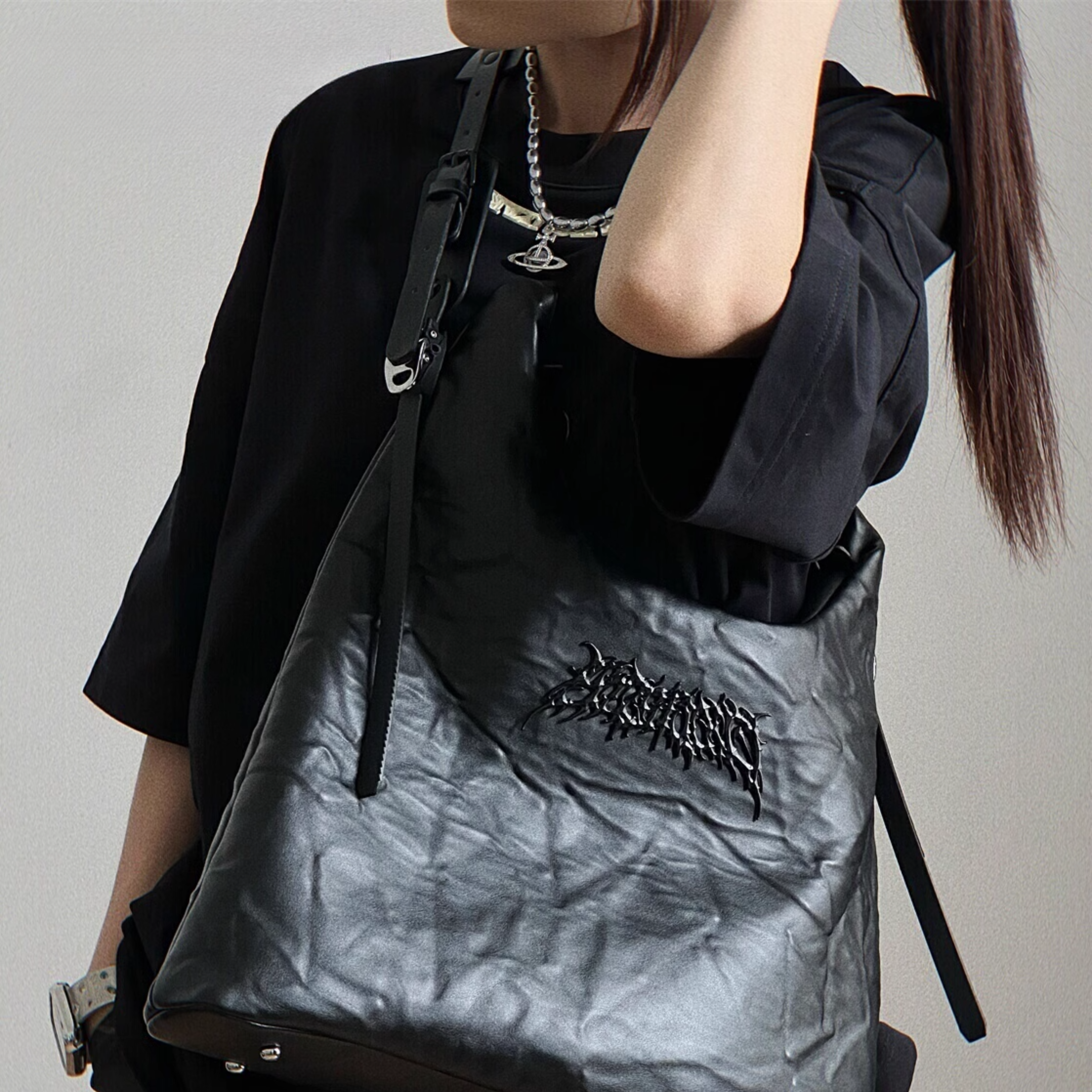 Y2K METALLIC BIG SHOULDER BAG
