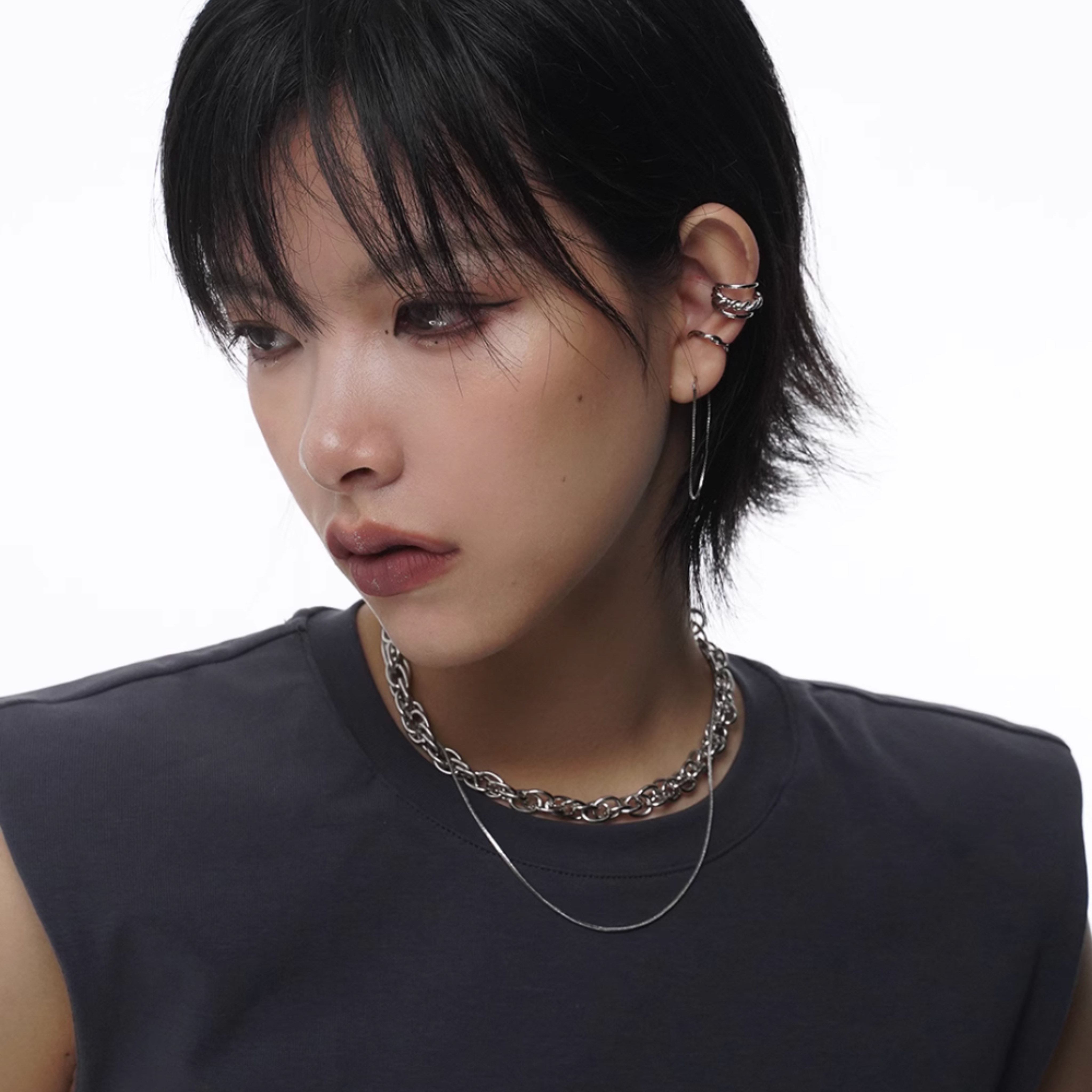 LONG CHAIN EAR CUFF SET