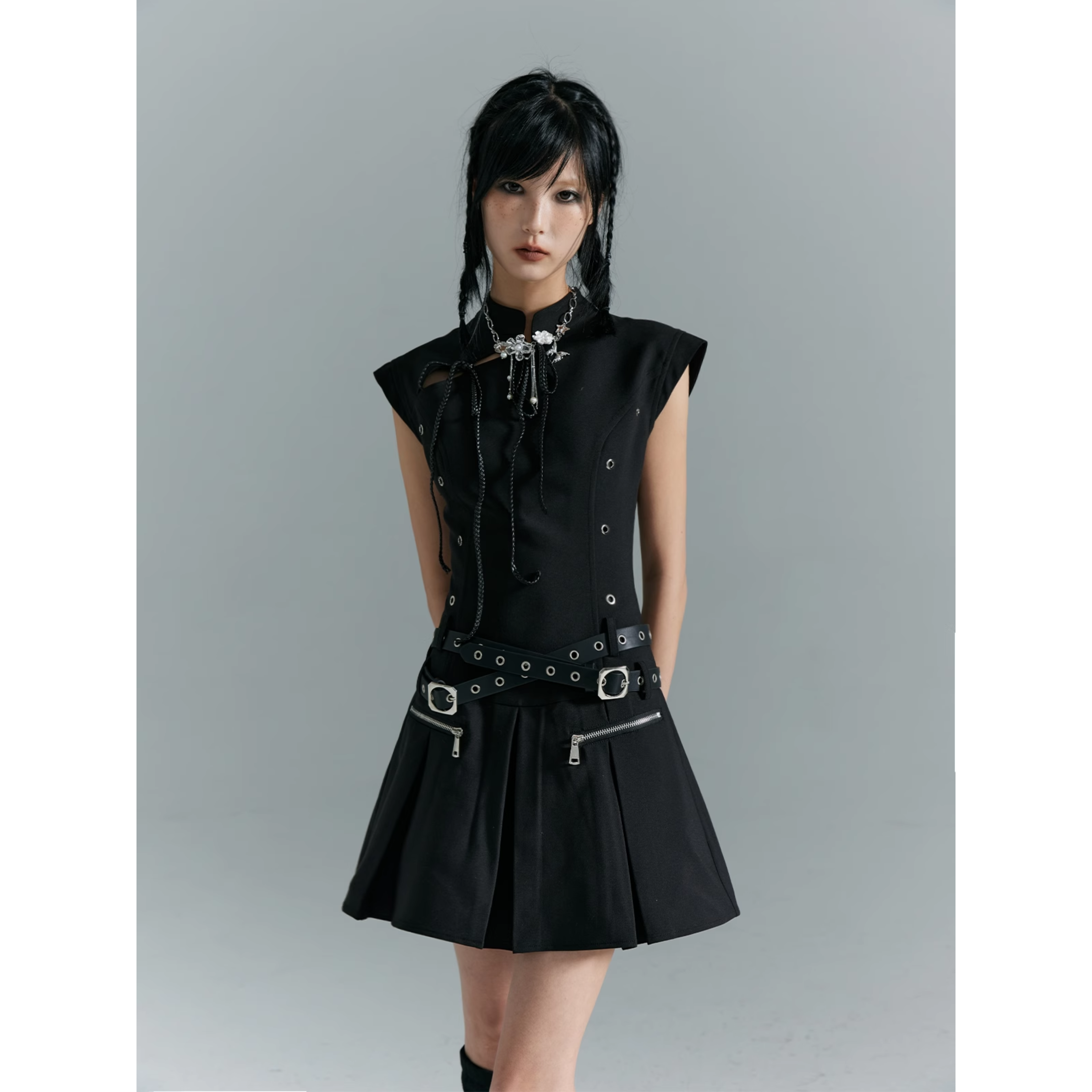 Modern Gothic Pleated Skirt