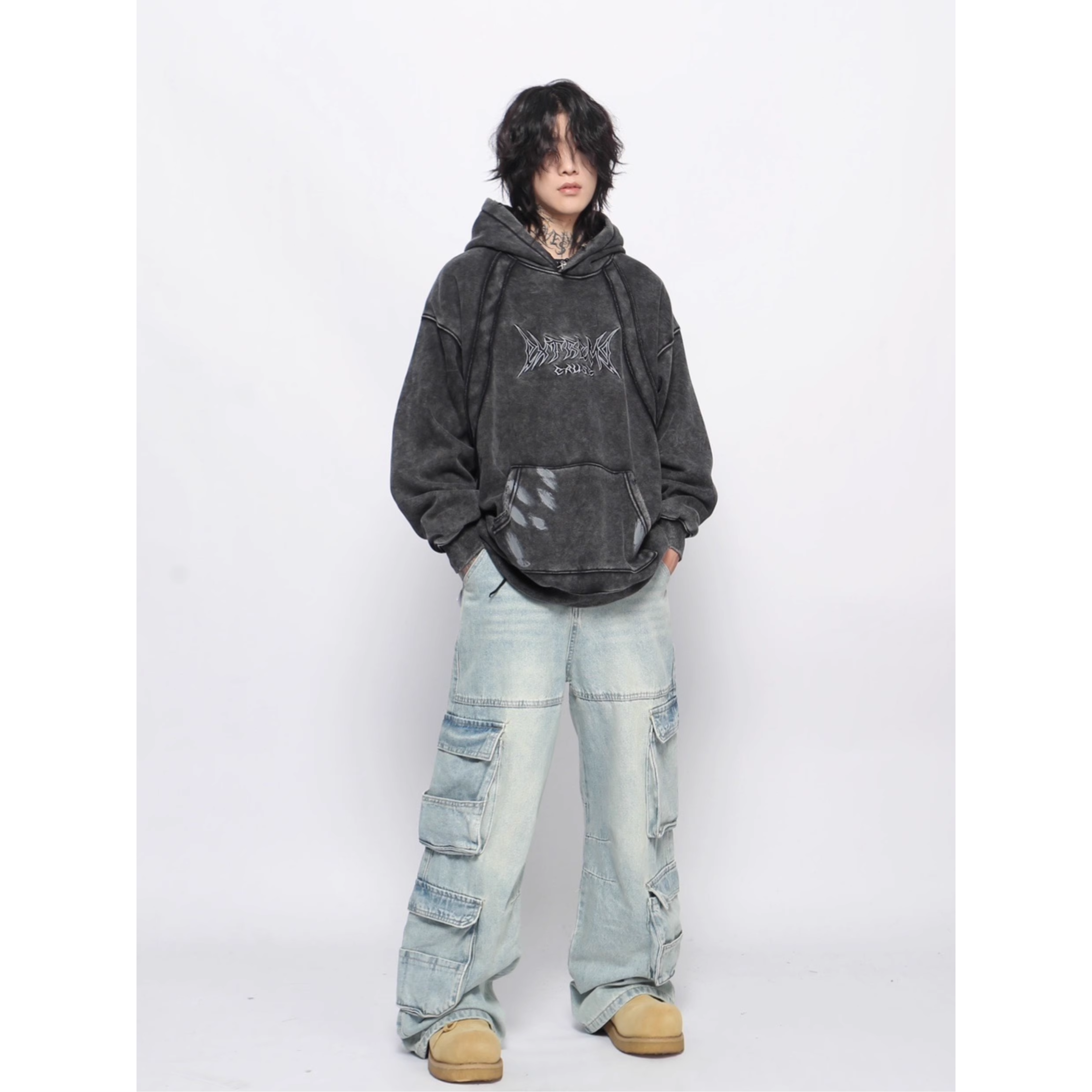 Washed Black Graphic Hoodie