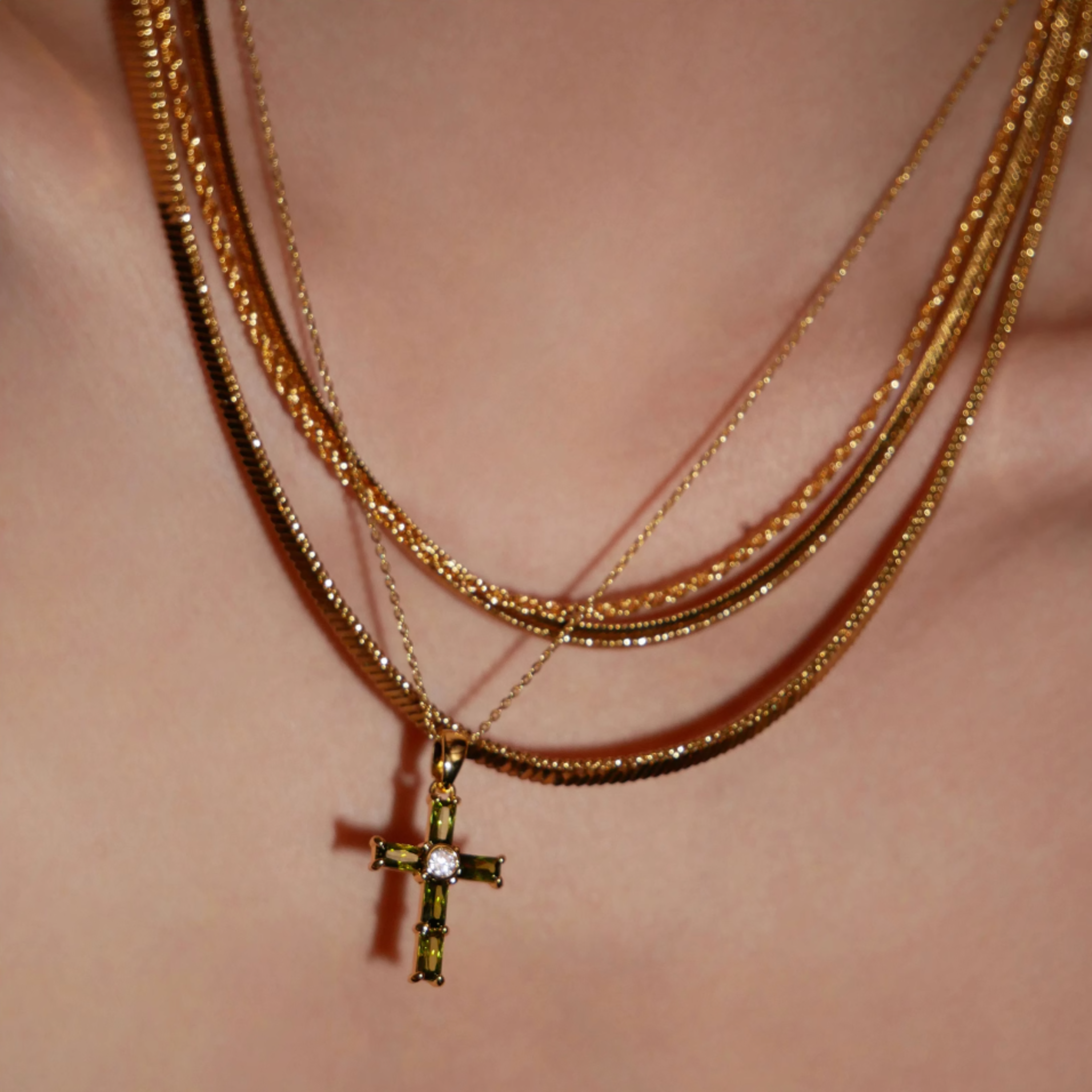 CUBIC ZIRCONIA CROSS NECKLACE