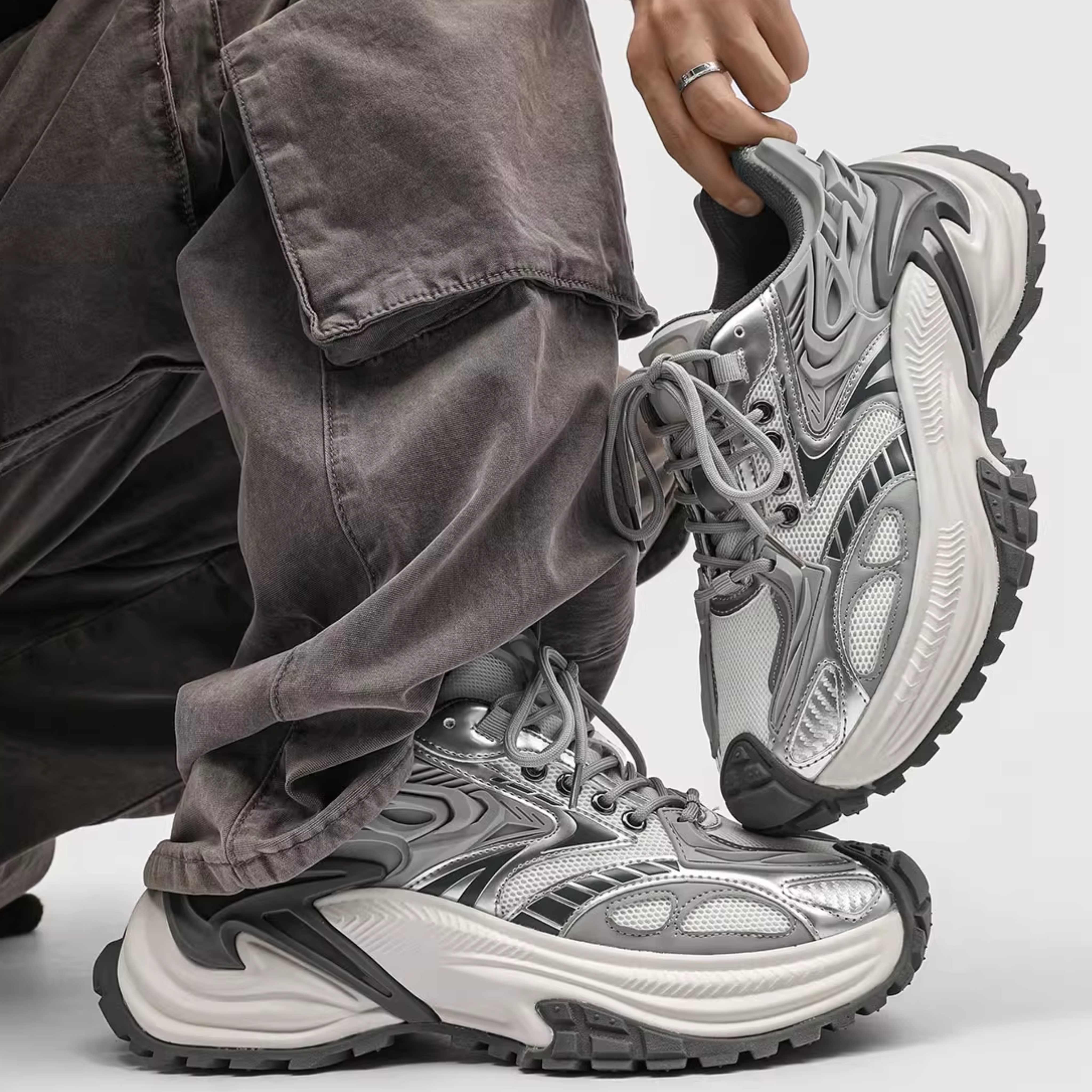 NEO ORBIT DAD SNEAKERS / WHITE×SILVER