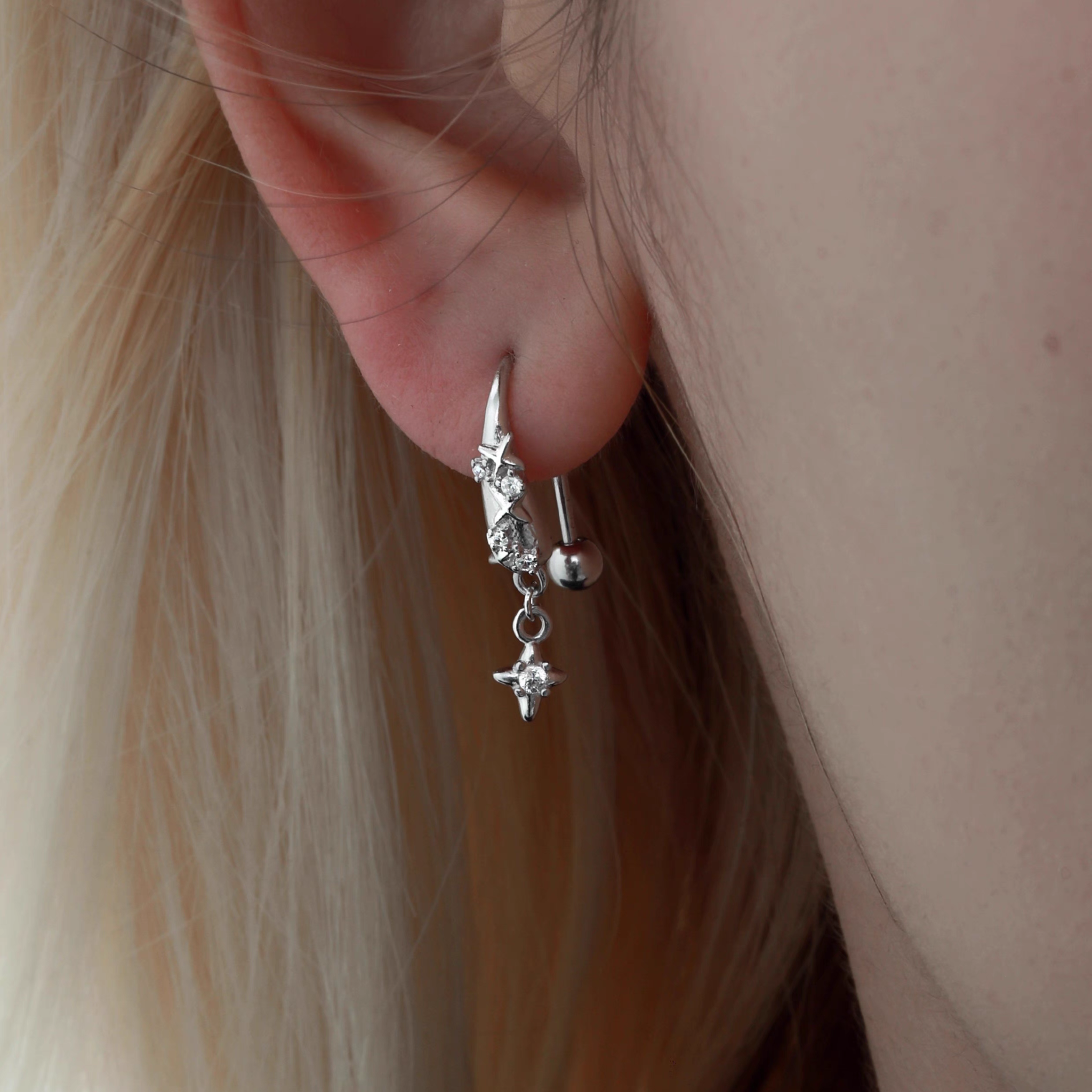 S925 CUBIC ZIRCONIA HOLY DAGGER PIERCE