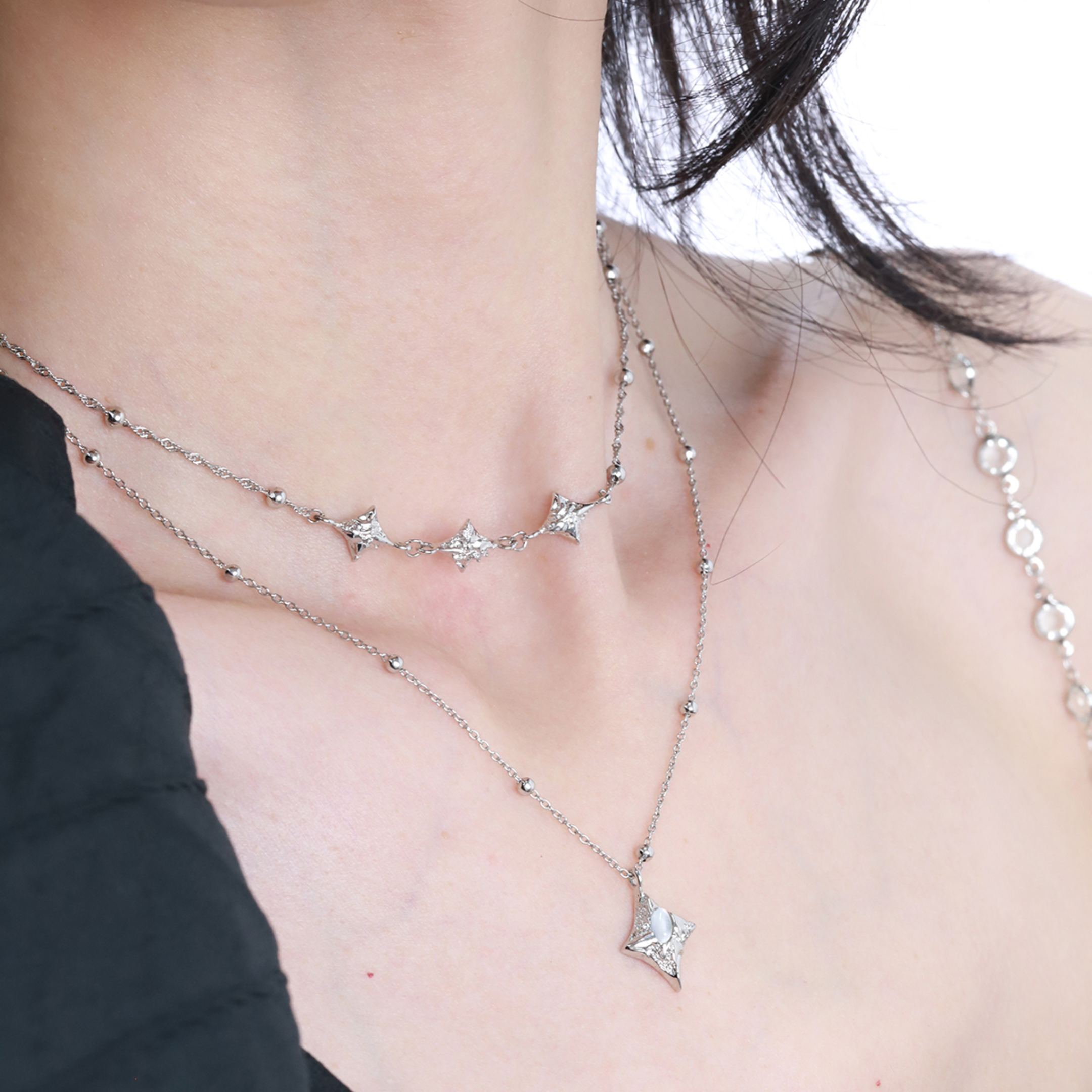 S925 CUBIC ZIRCONIA LUEUR TWIN NECKLACE