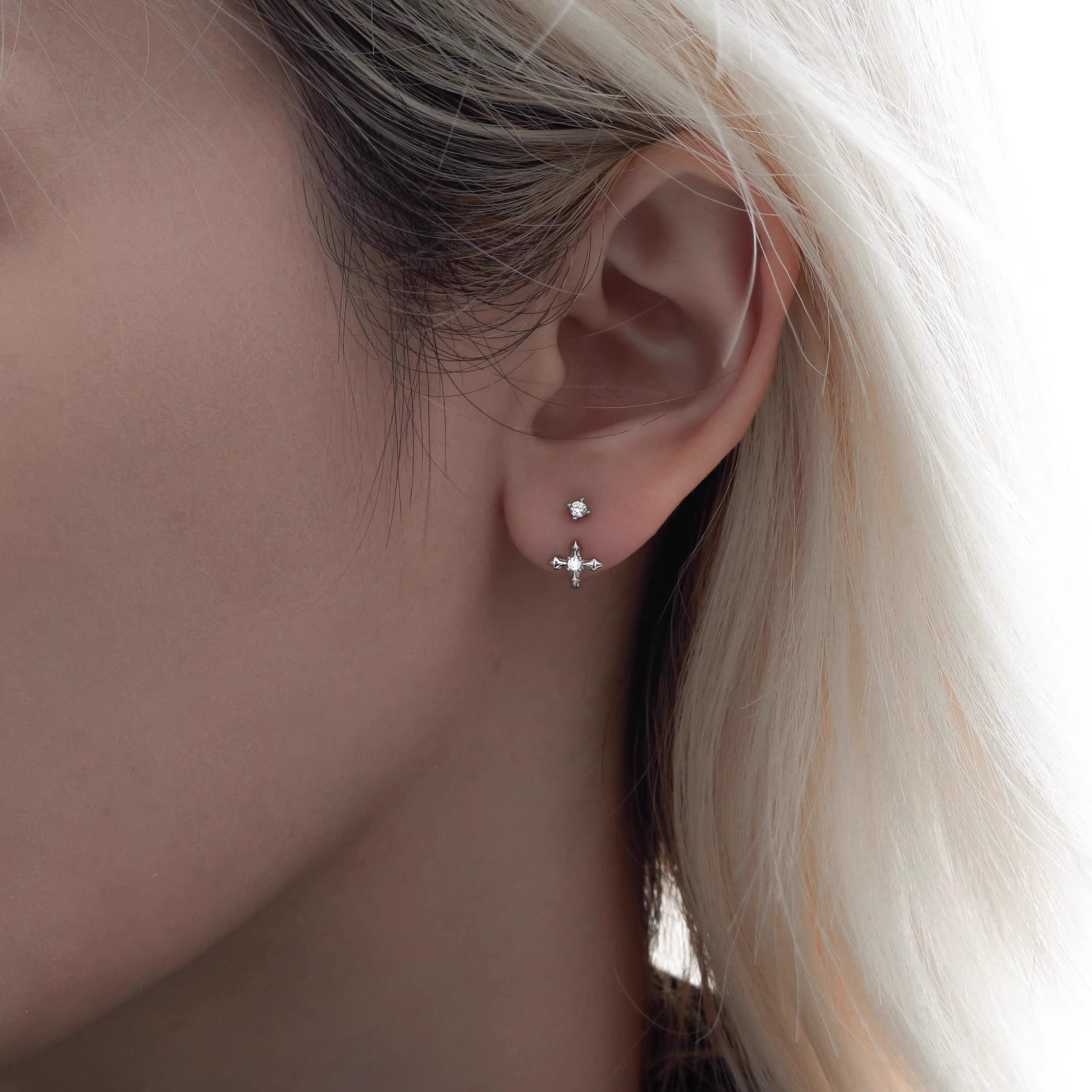 S925 CROSS STUD PIERCE