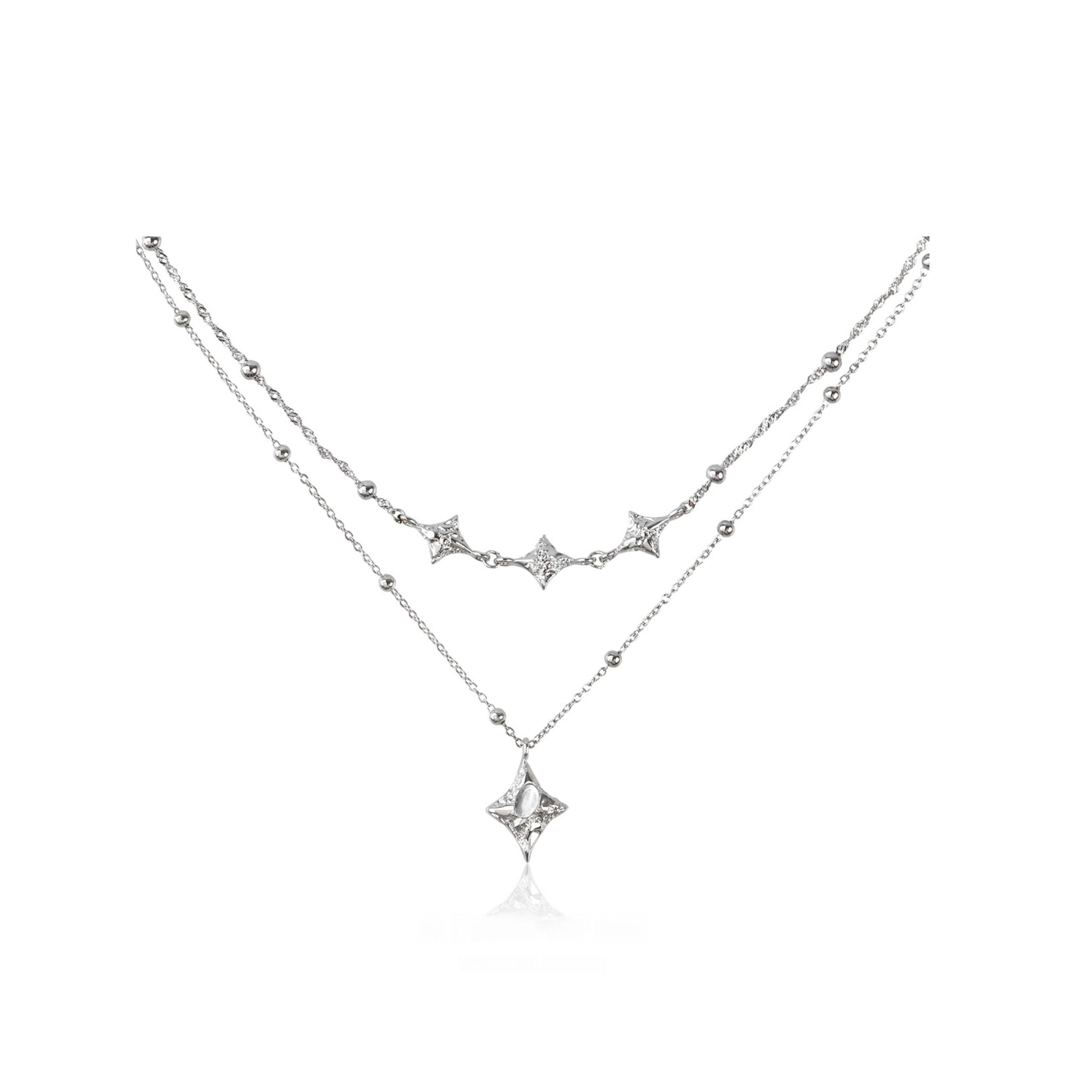 S925 CUBIC ZIRCONIA LUEUR TWIN NECKLACE