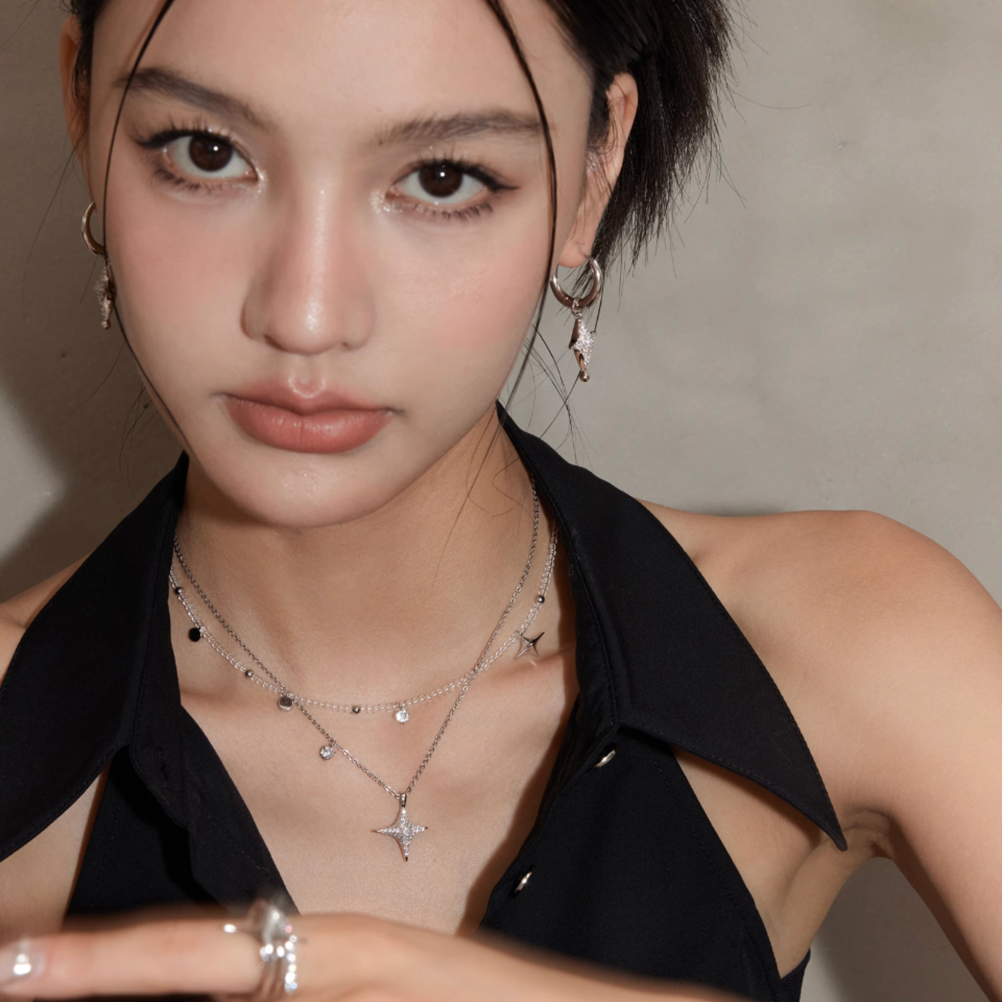 CUBIC ZIRCONIA CRYSTAL BEADS NECKLACE