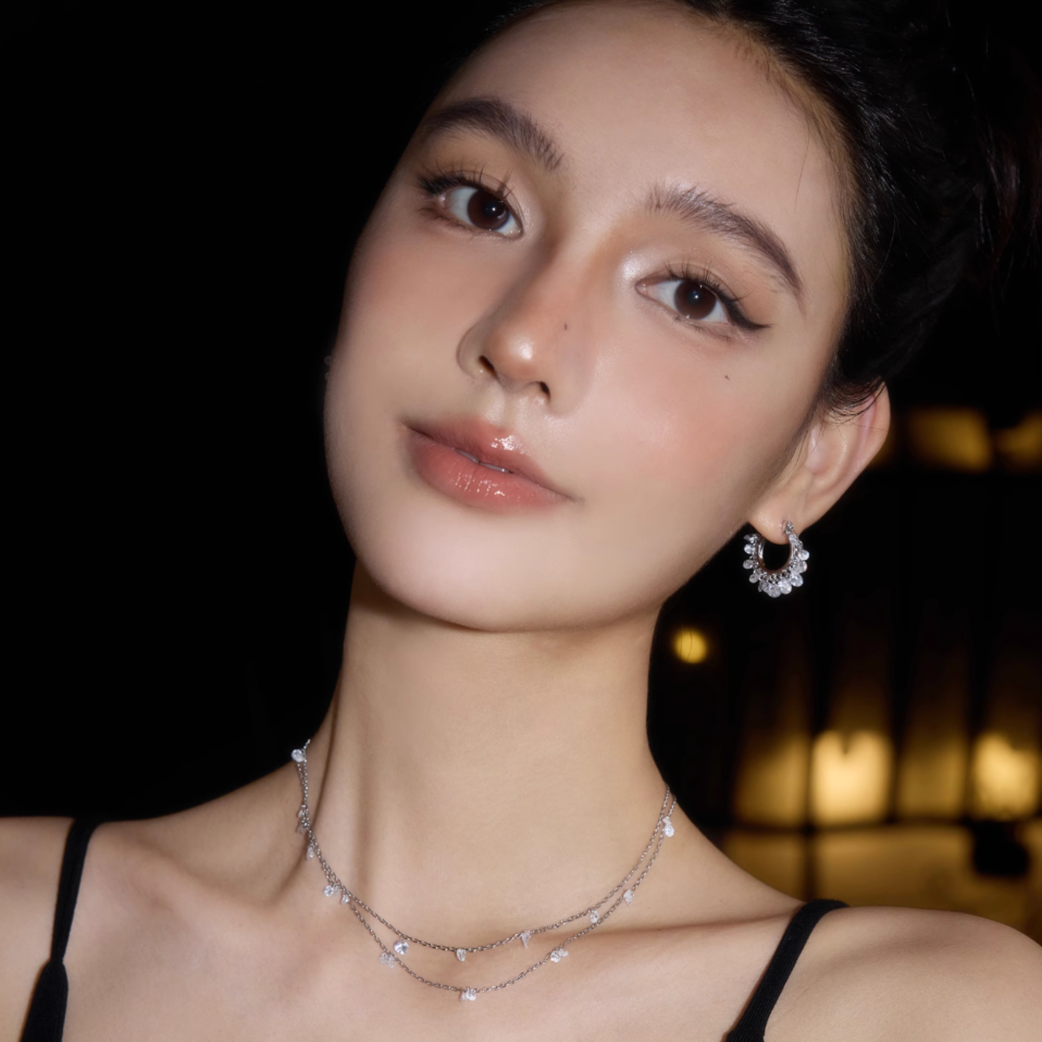 CUBIC ZIRCONIA LAYERING NECKLACE