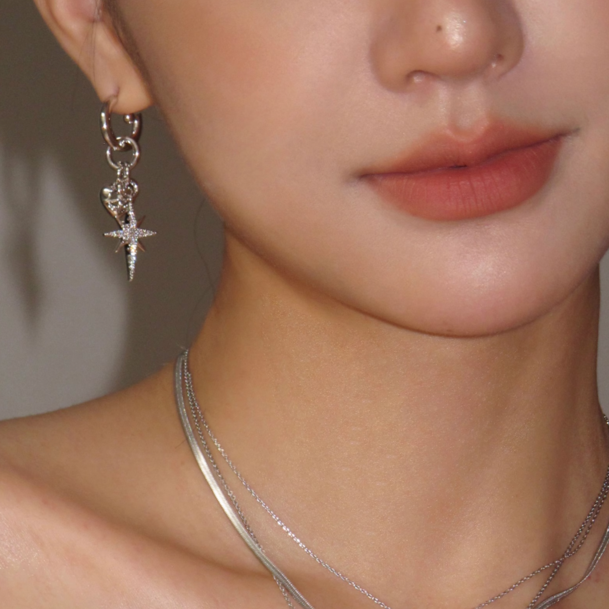 S925 CUBIC ZIRCONIA DIAMOND STAR PIERCE