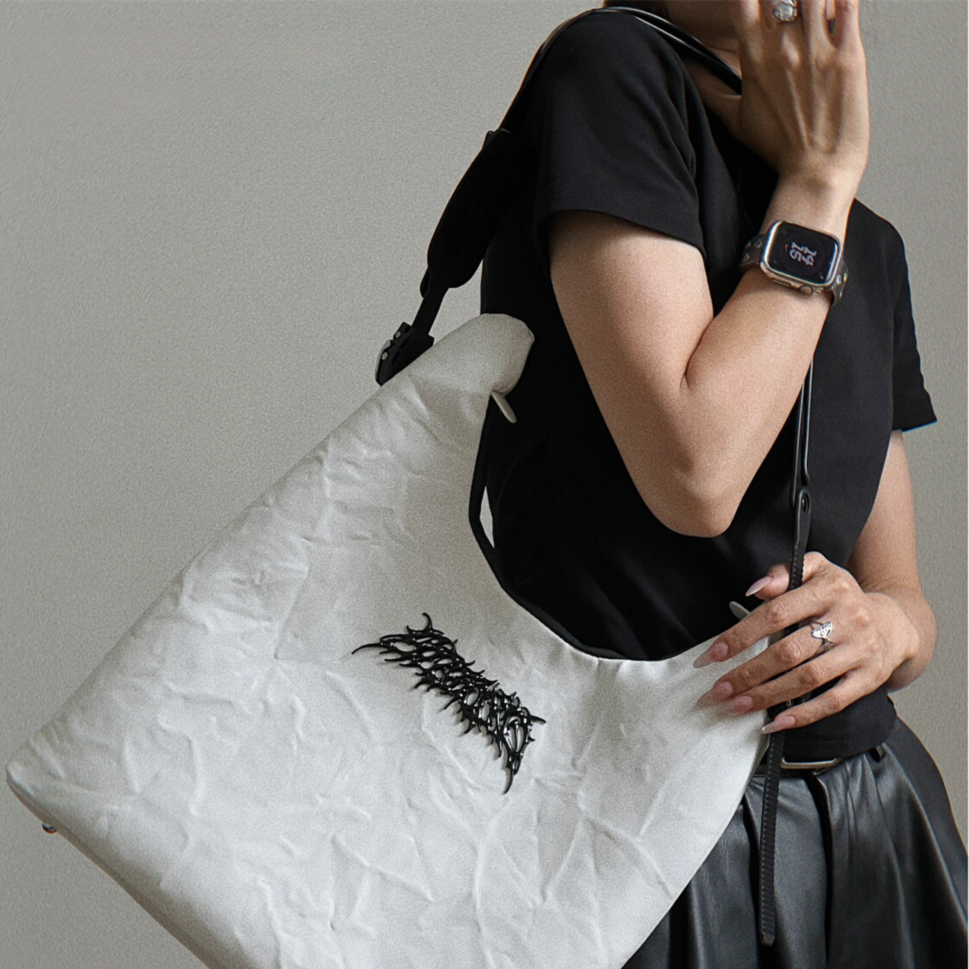 Y2K METALLIC BIG SHOULDER BAG