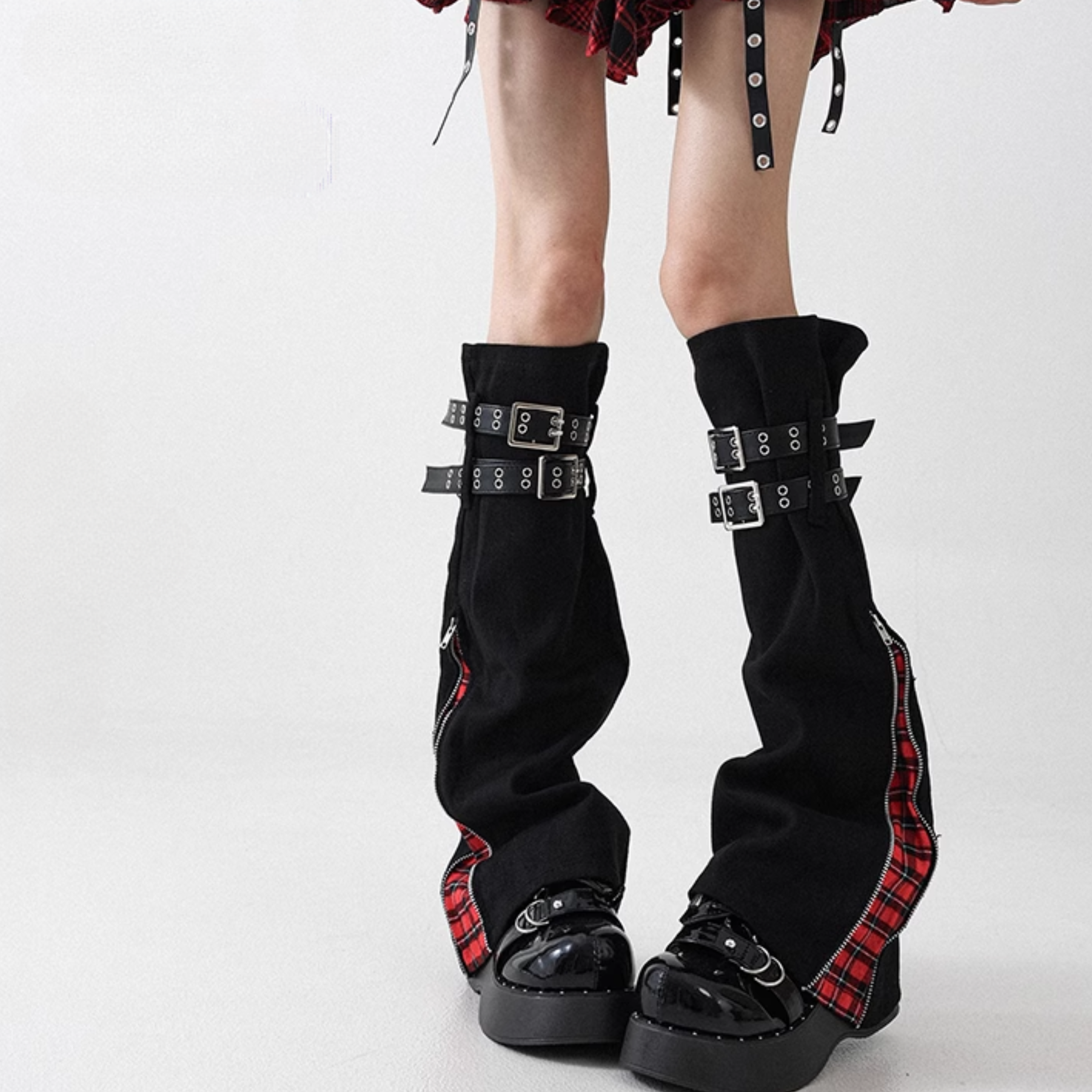 Tartan Zipper Leg Warmers
