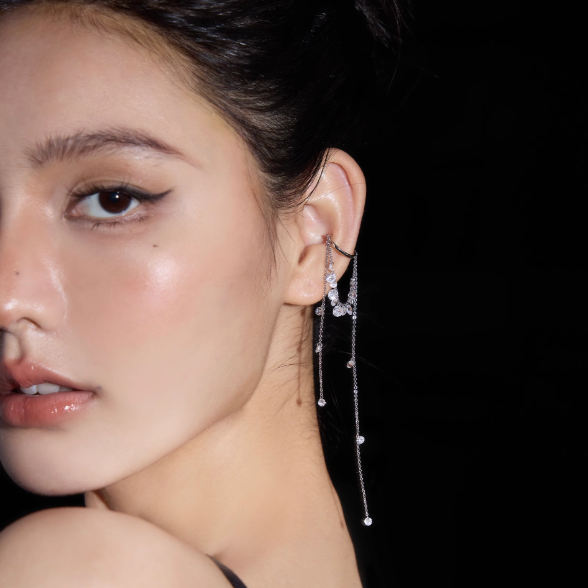 CUBIC ZIRCONIA TASSEL EAR CUFF