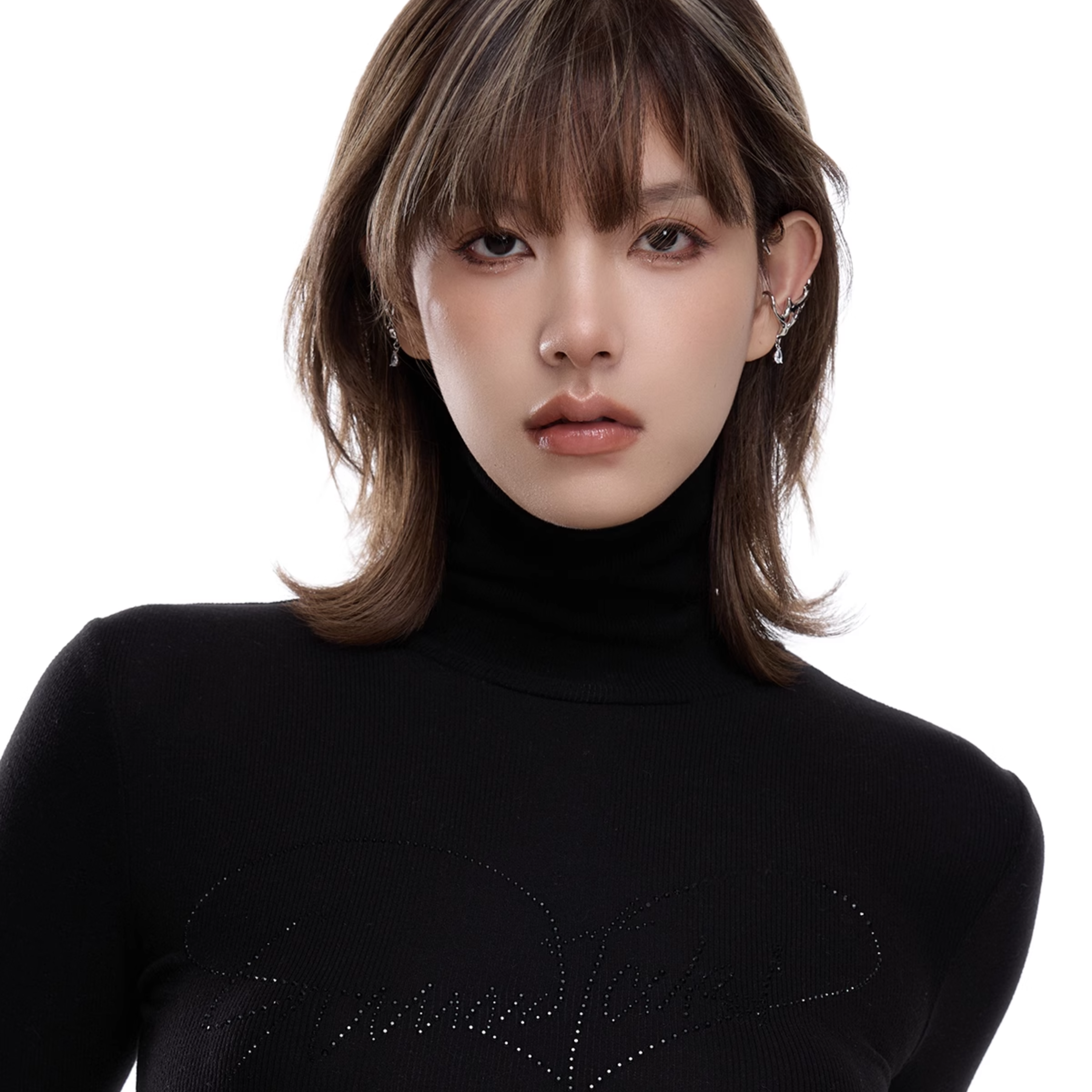 CUBIC ZIRCONIA METAL DROP EAR CUFF