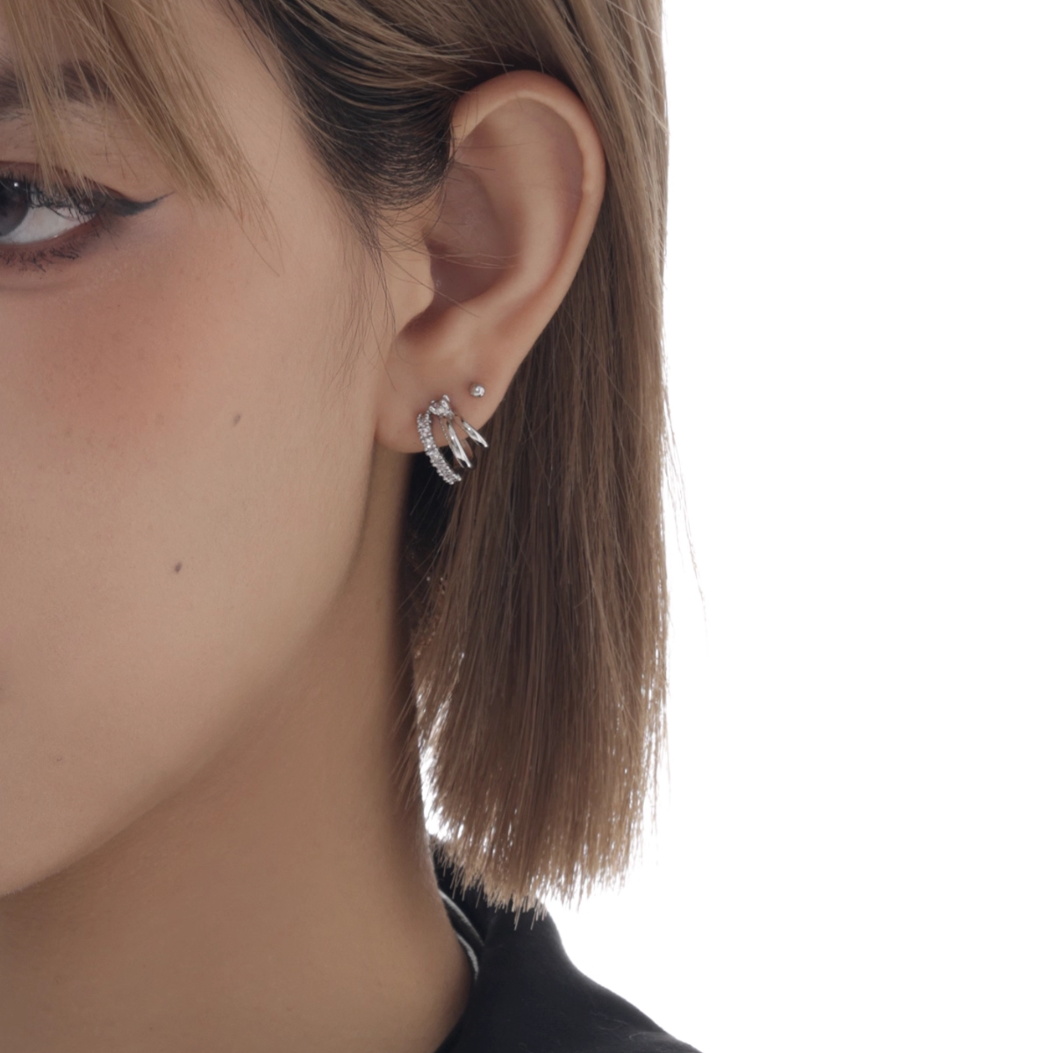 TRIPLE SHINE HOOPS PIERCE