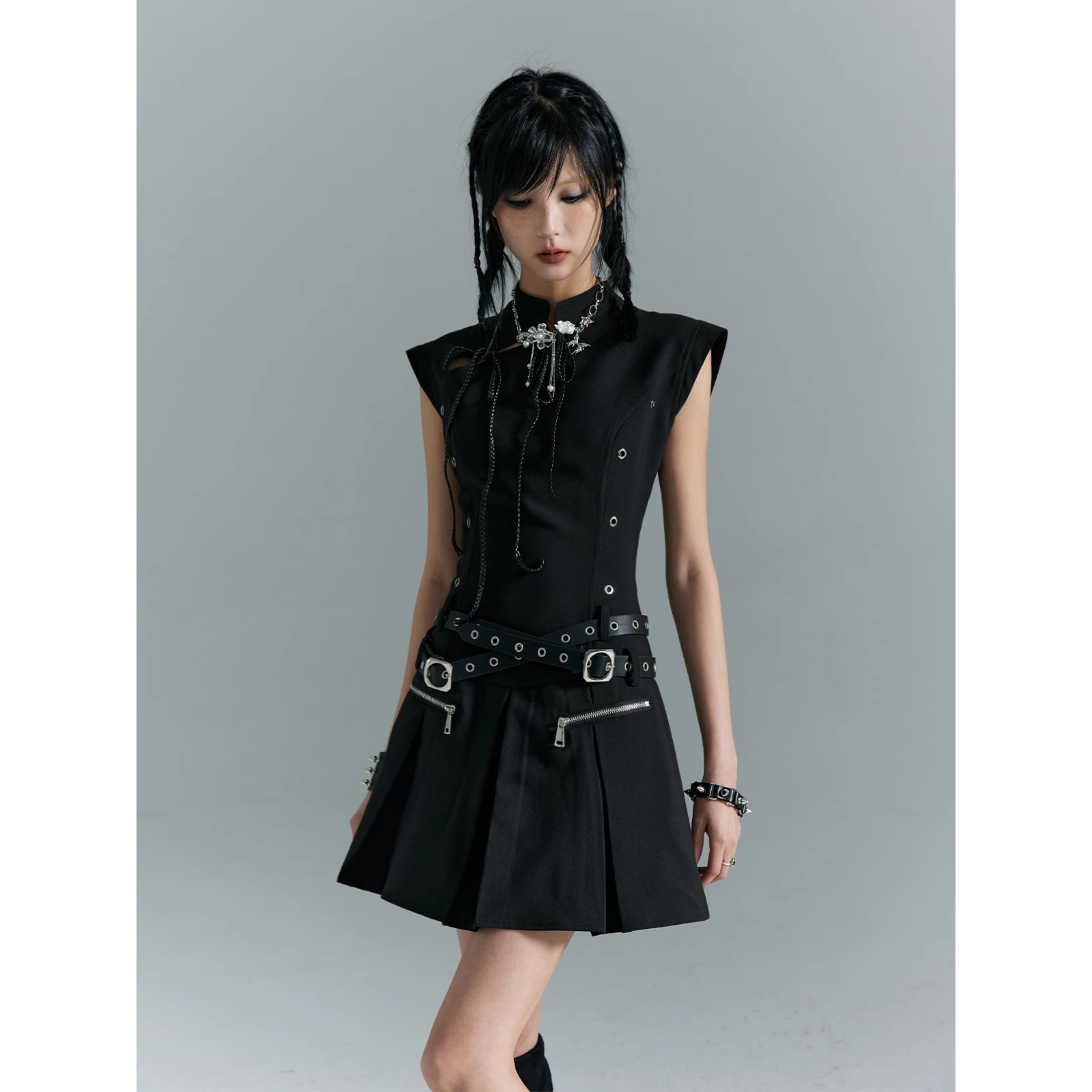Modern Gothic Pleated Skirt