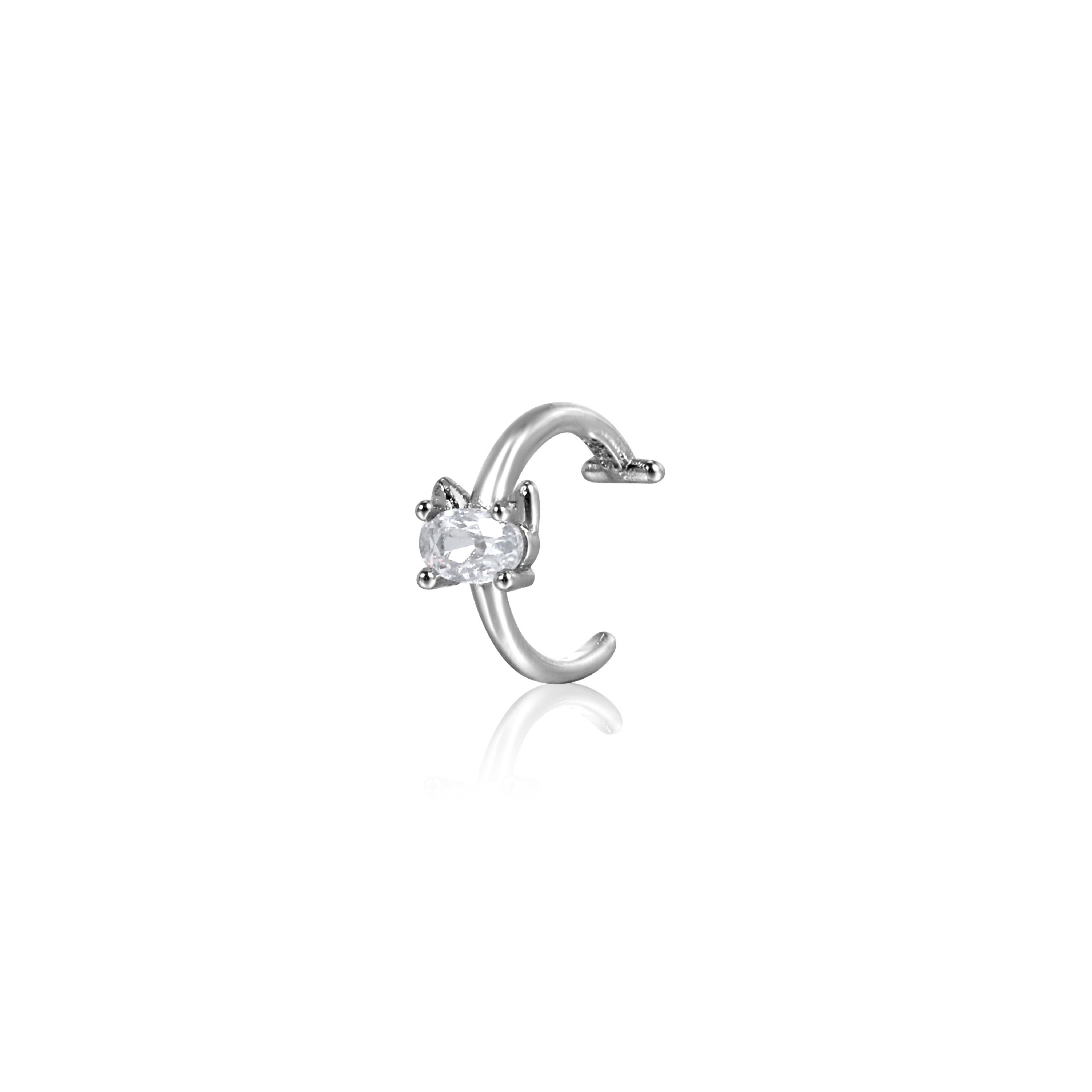 S925 CUBIC ZIRCONIA CRYSTAL BUTTERFLY LIP CUFF