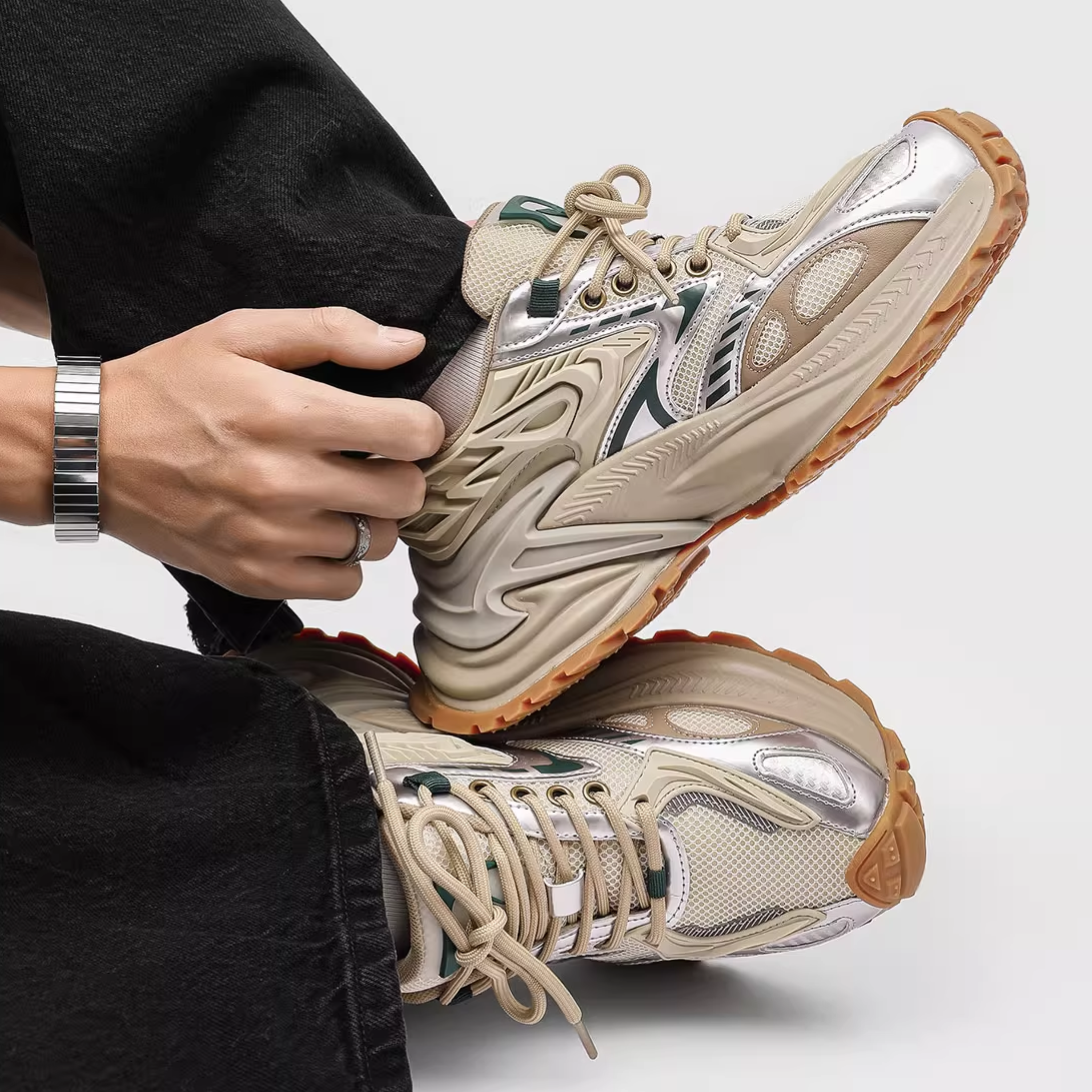 NEO ORBIT DAD SNEAKERS / ORANGE BEIGE×GREEN