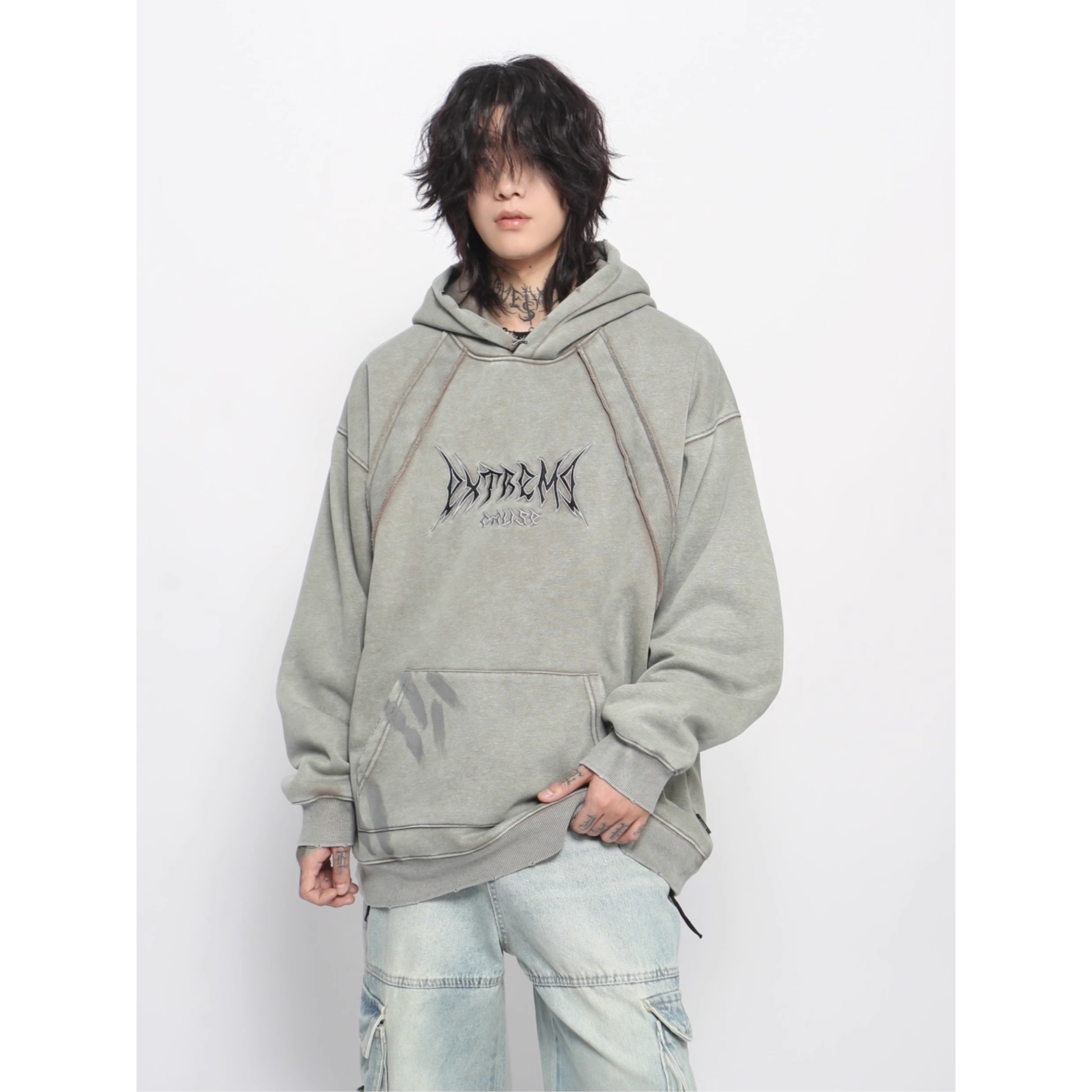 Washed Black Graphic Hoodie