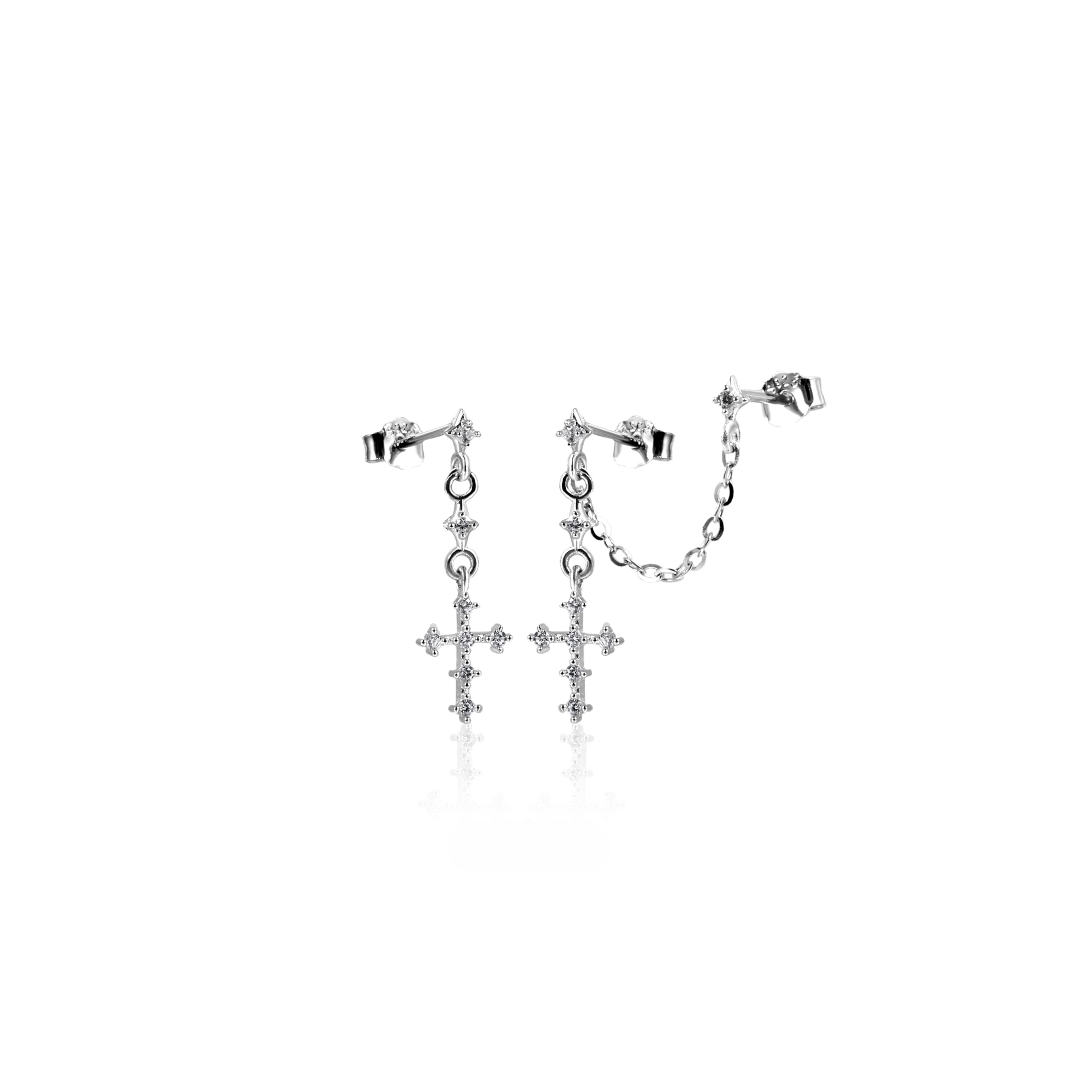 S925 LINKED CROSS CHAIN PIERCE