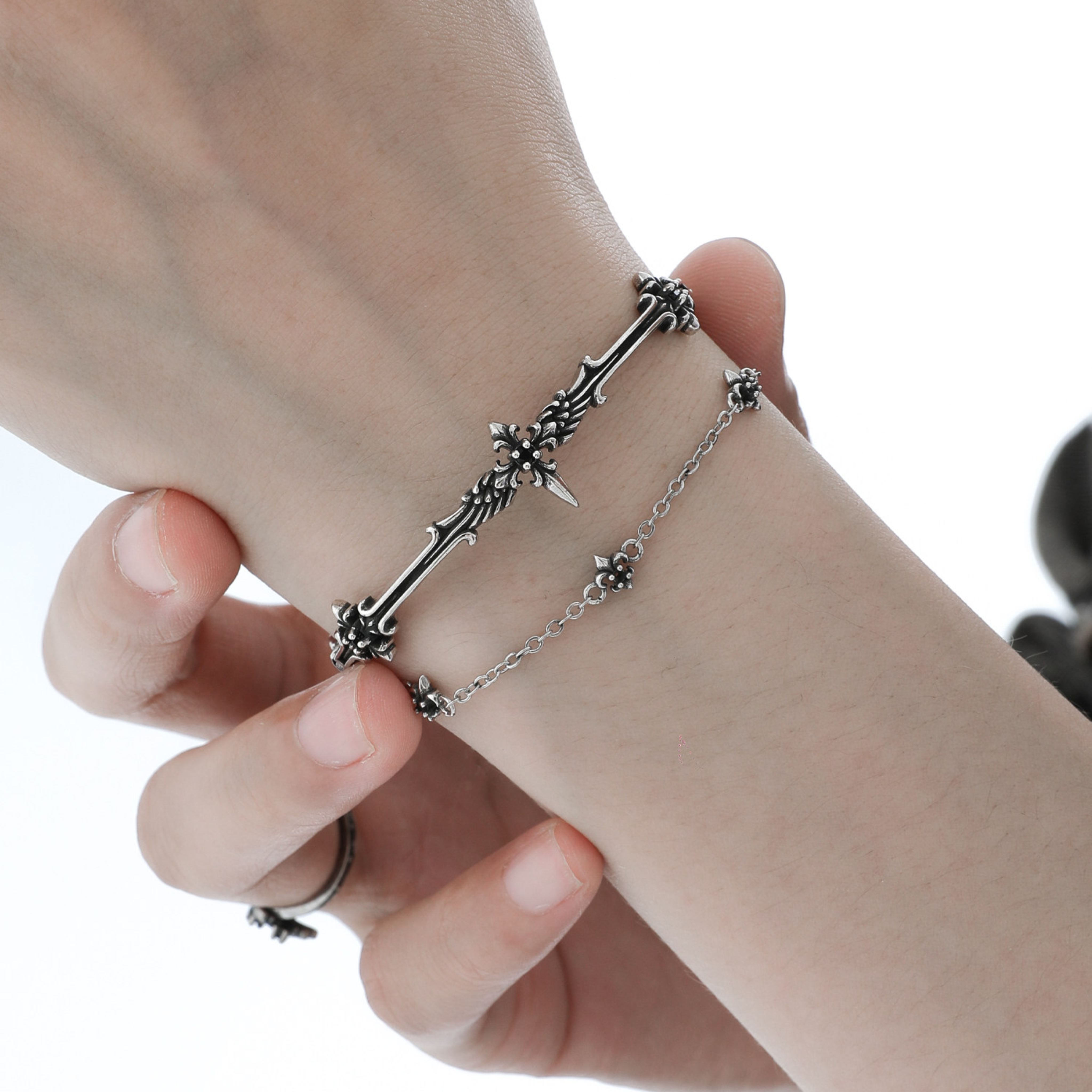 CRUCIFIX CROSS LAYERED BRACELET