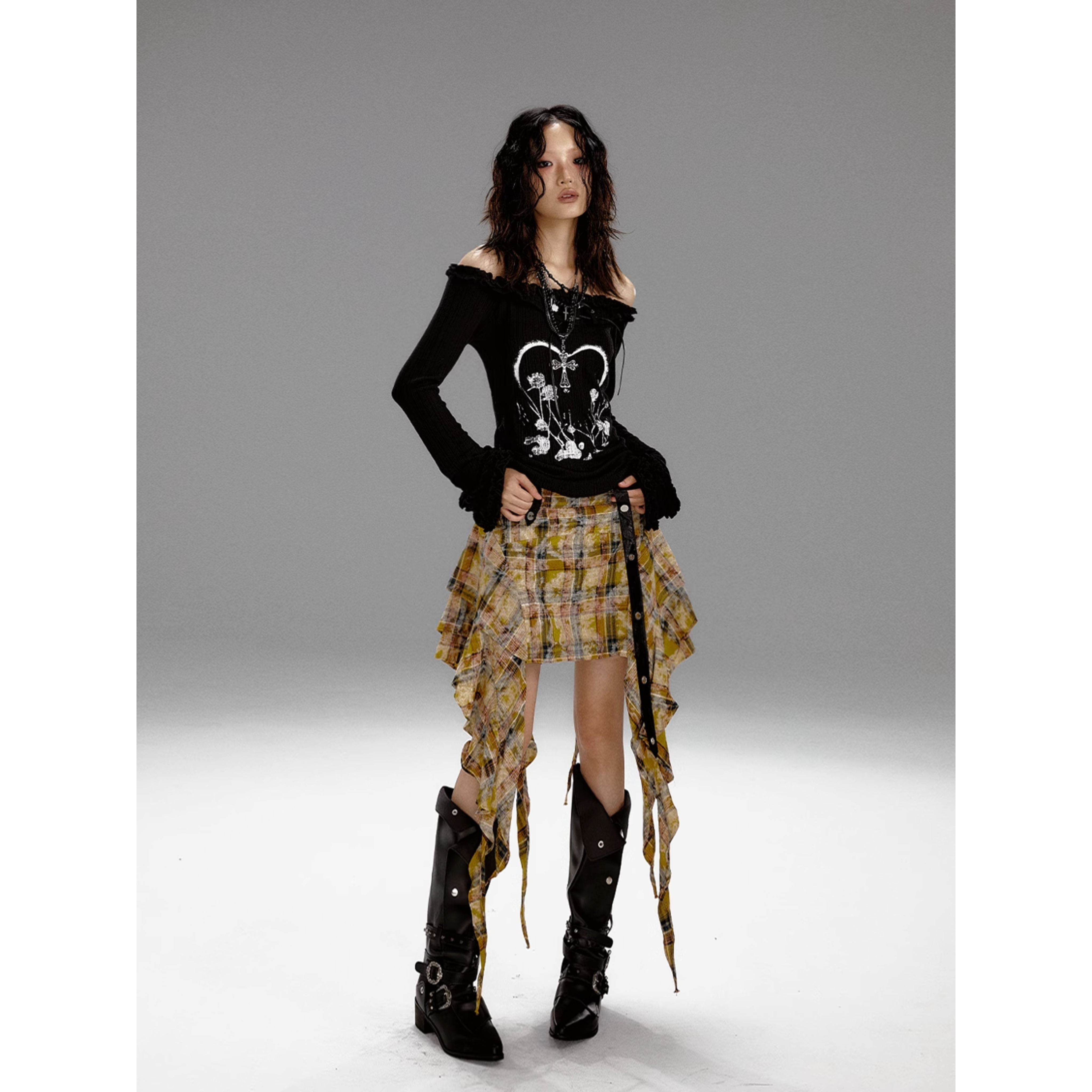 Wilted Heart Cold Shoulder Tops