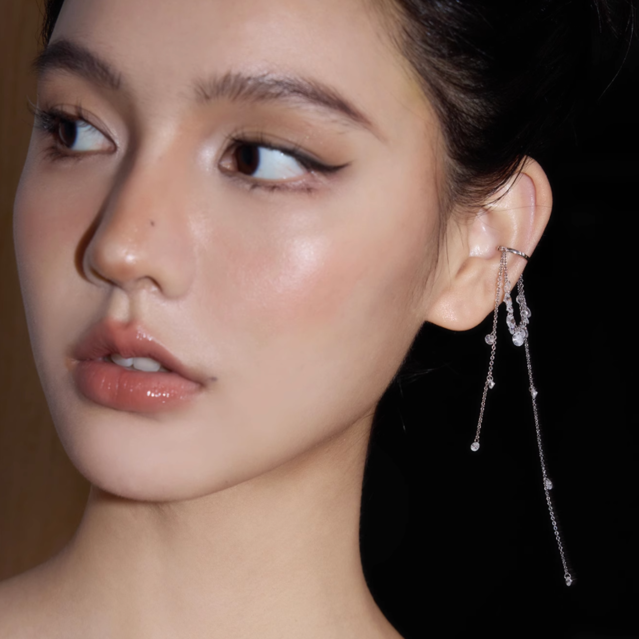 CUBIC ZIRCONIA TASSEL EAR CUFF