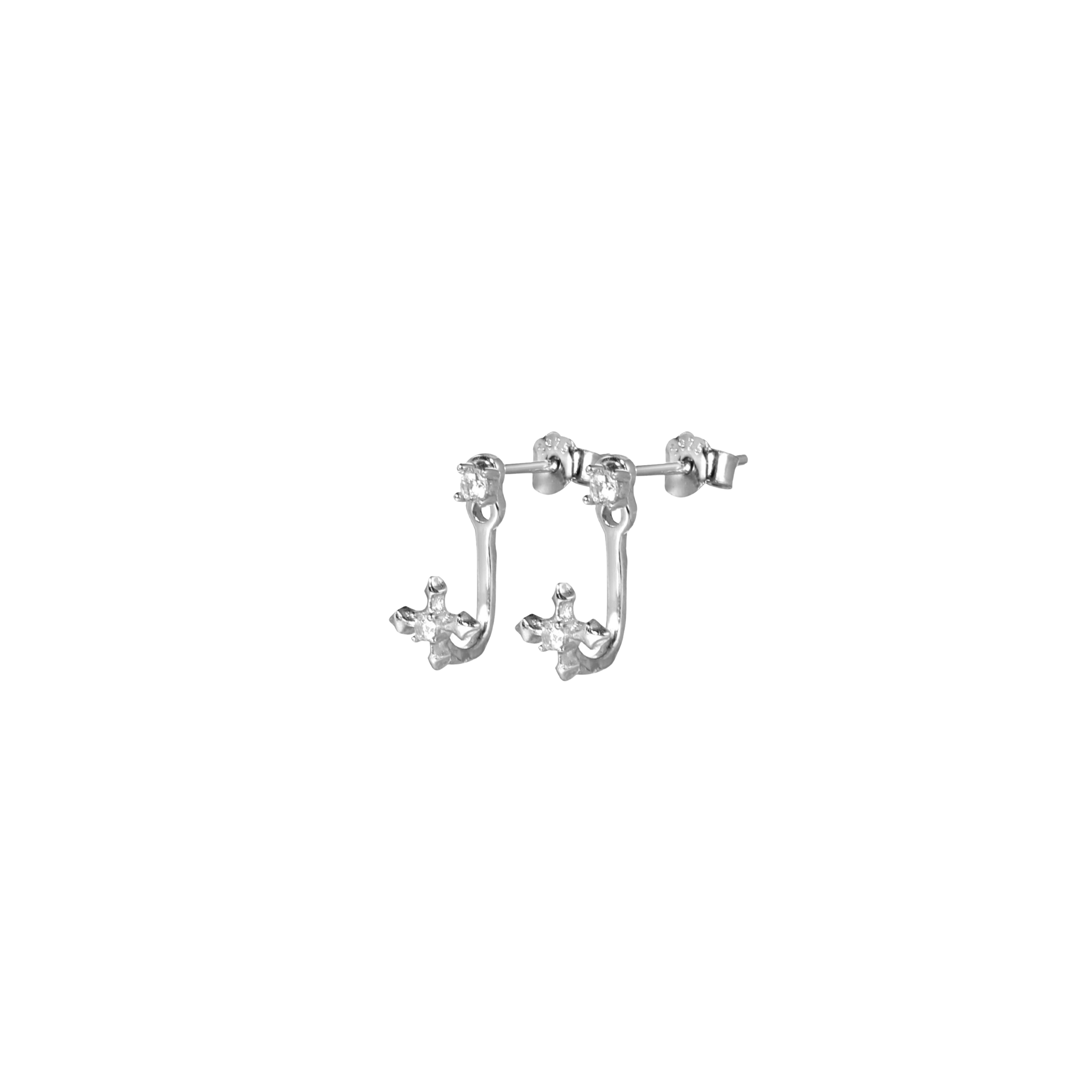 S925 CROSS STUD PIERCE
