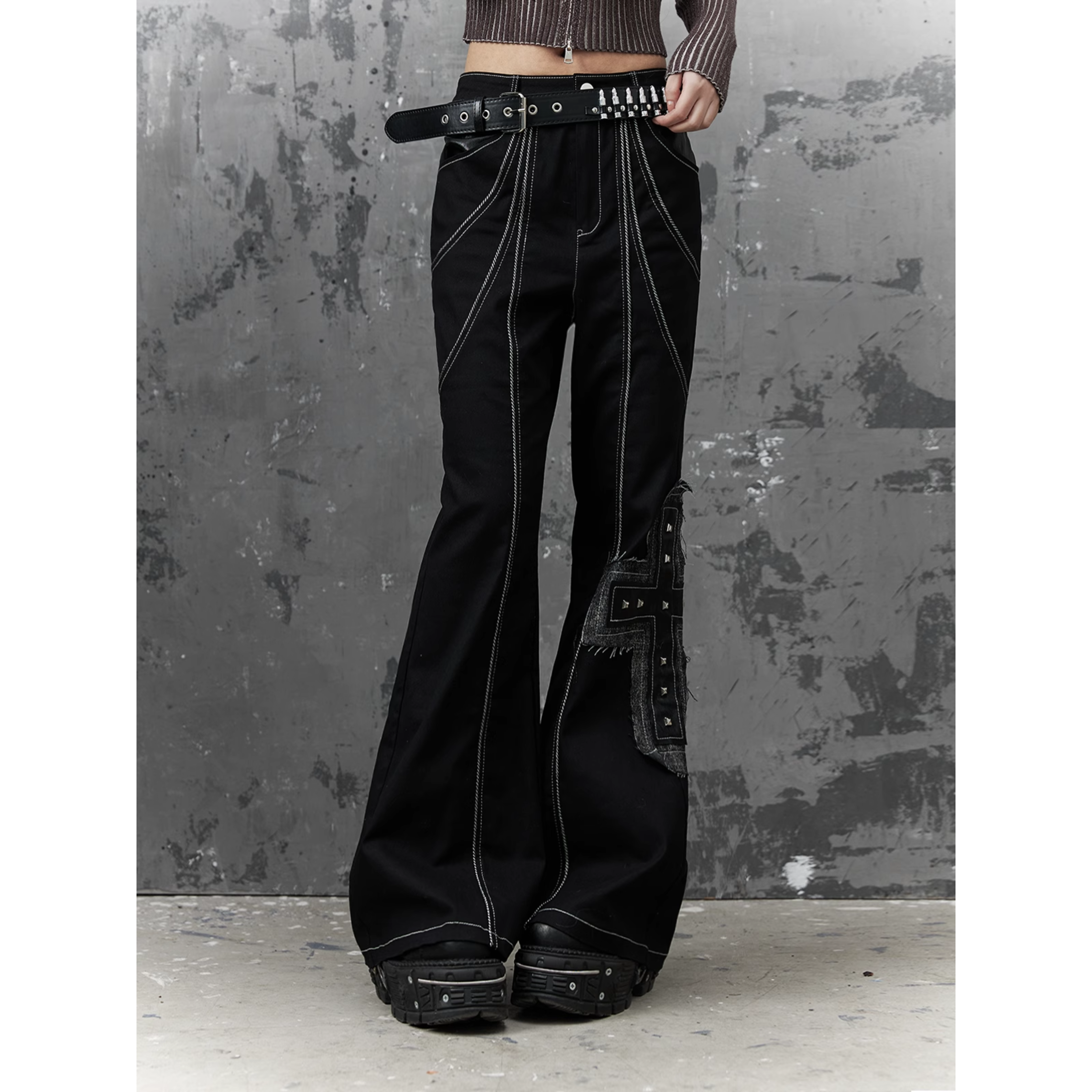 Studded Cross Patch Cargo Pants
