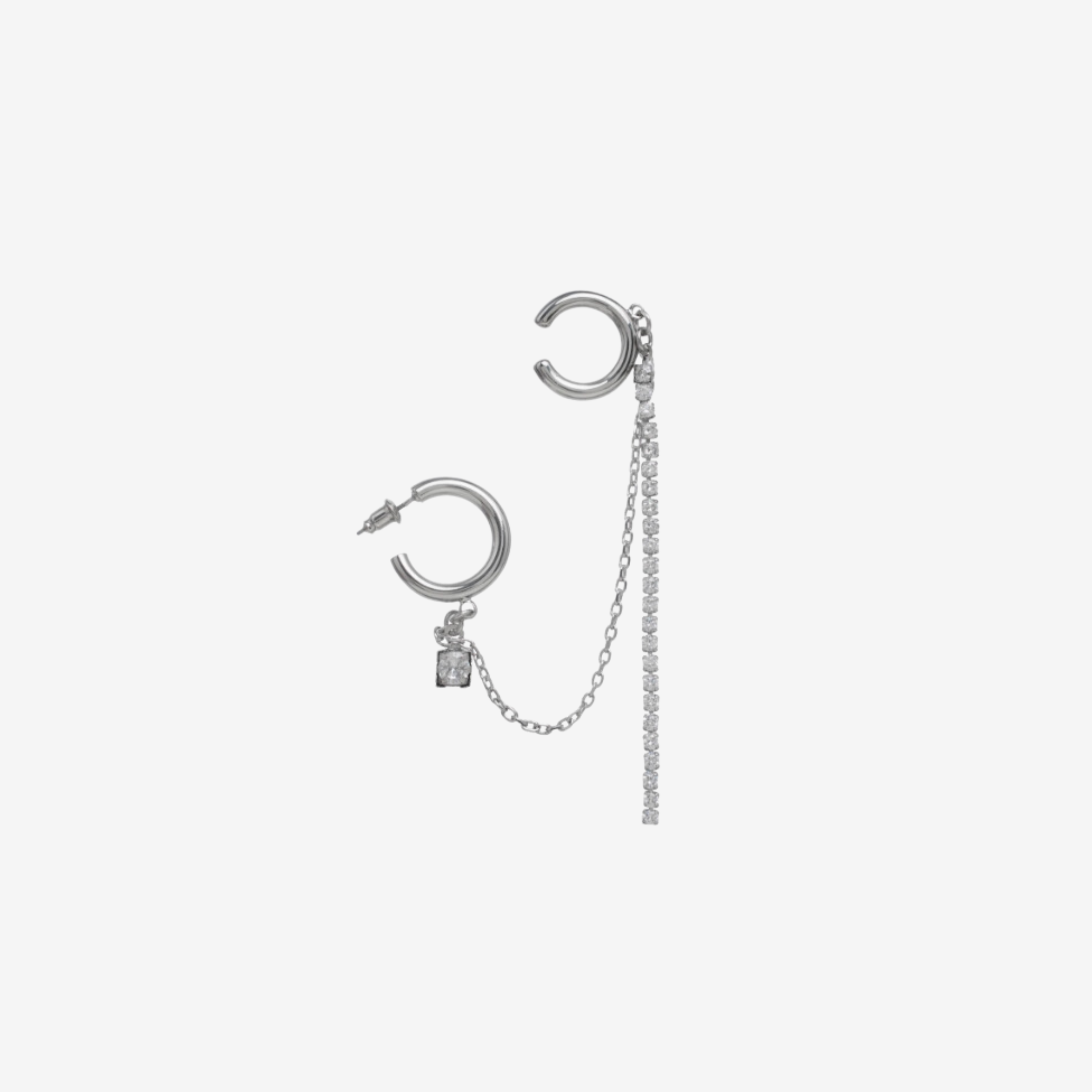 SILVER CHAIN EAR CUFF PIERCE