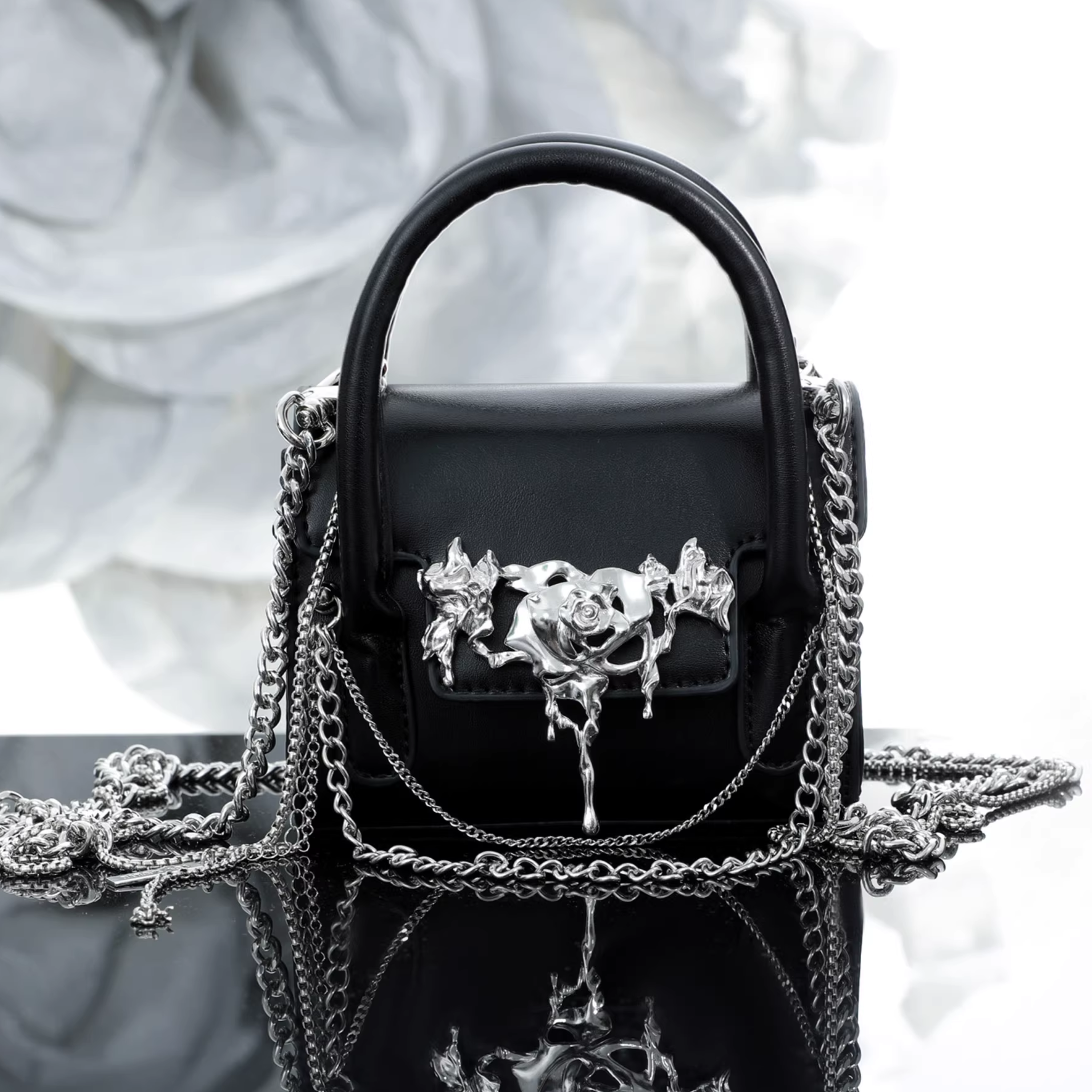 METAL ROSE HAND SHOULDER BAG