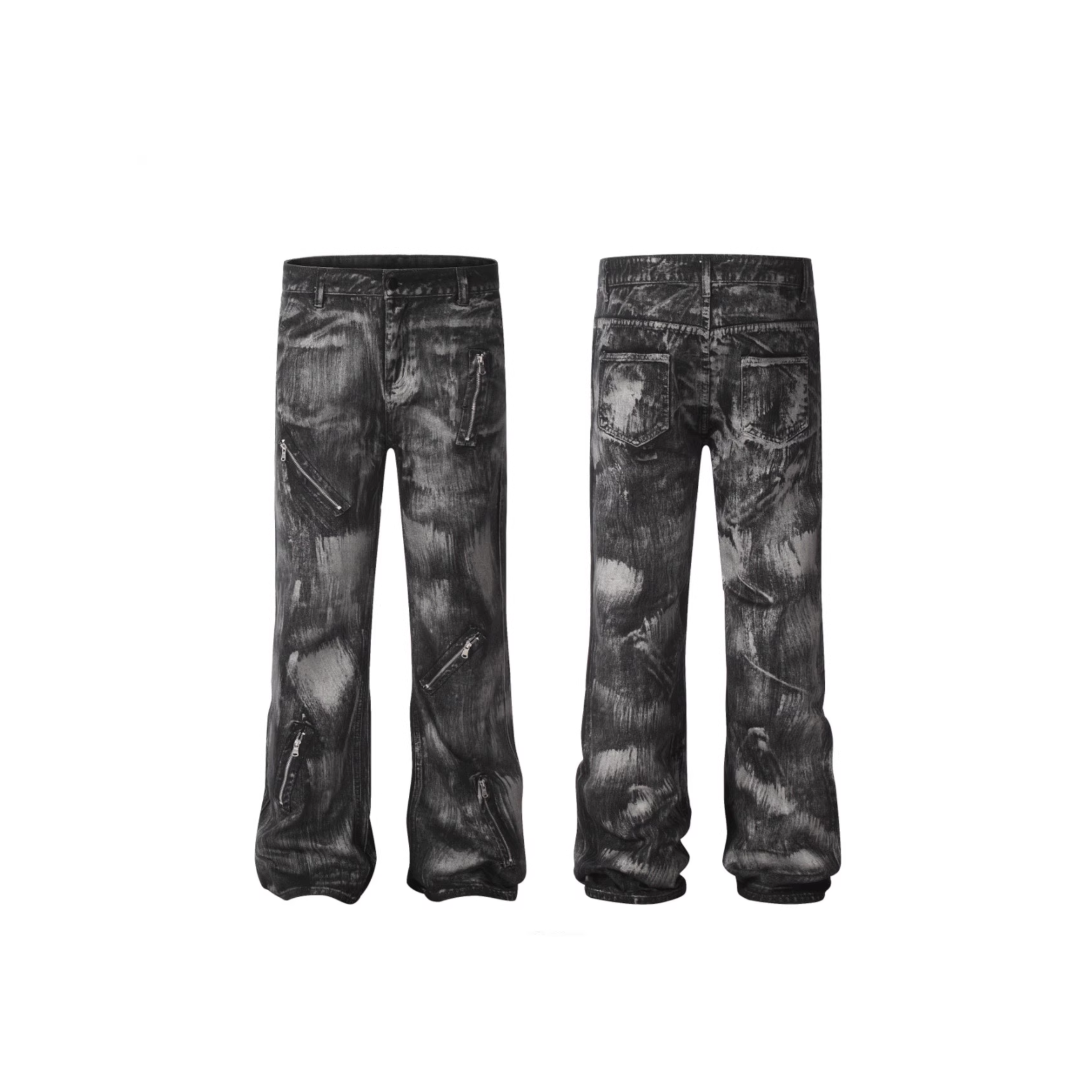 Distressed Zip Detail Grunge Denim Pants