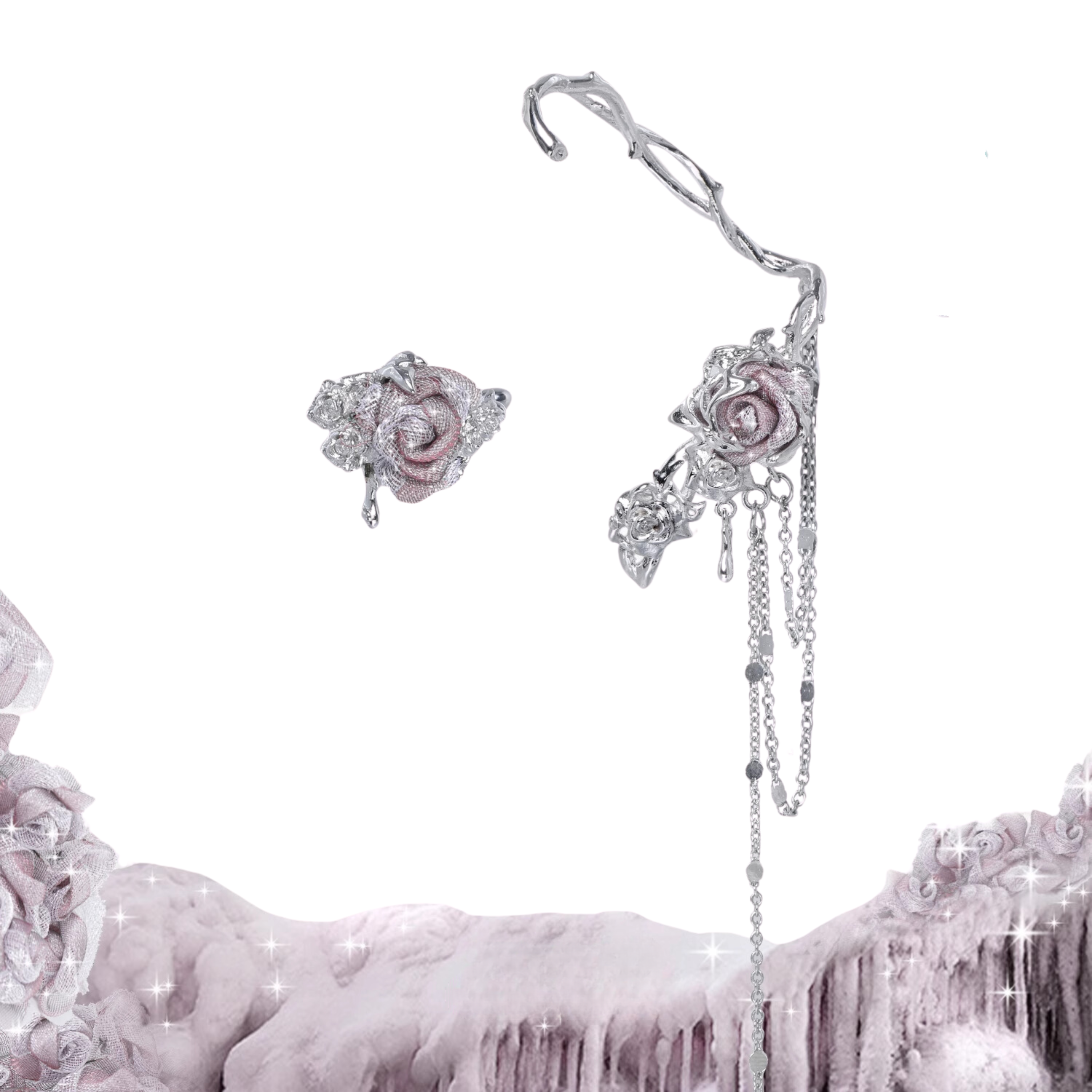 ROSE CHAIN EAR CUFF SET