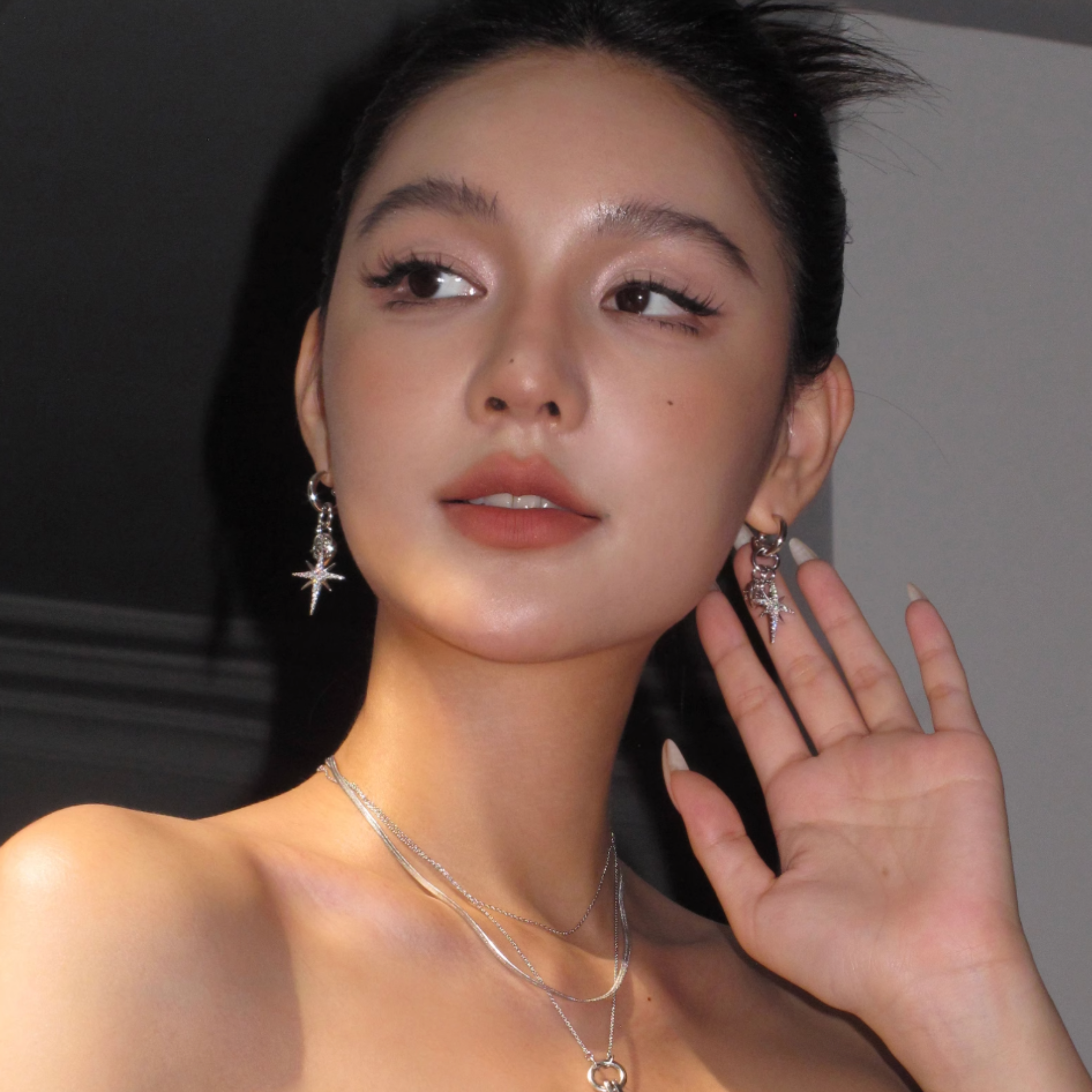 S925 CUBIC ZIRCONIA DIAMOND STAR PIERCE